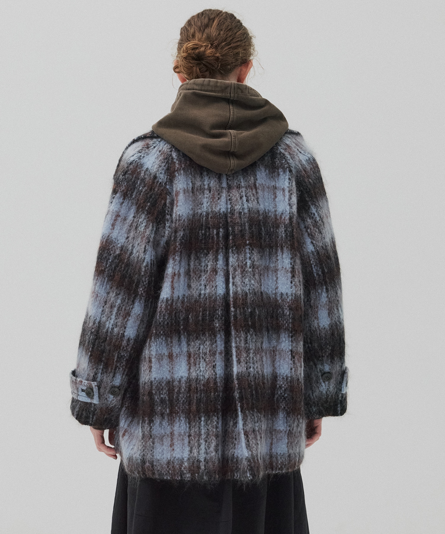 〈完売間近〉ワイドラペルチェックコート