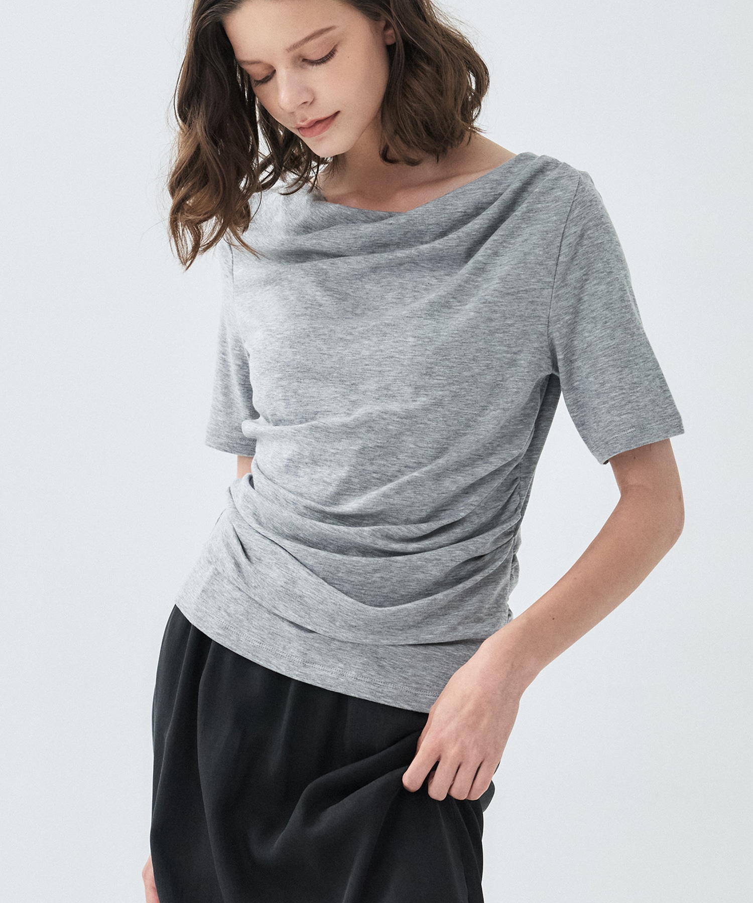 【再入荷】ドレープハーフスリーブトップ