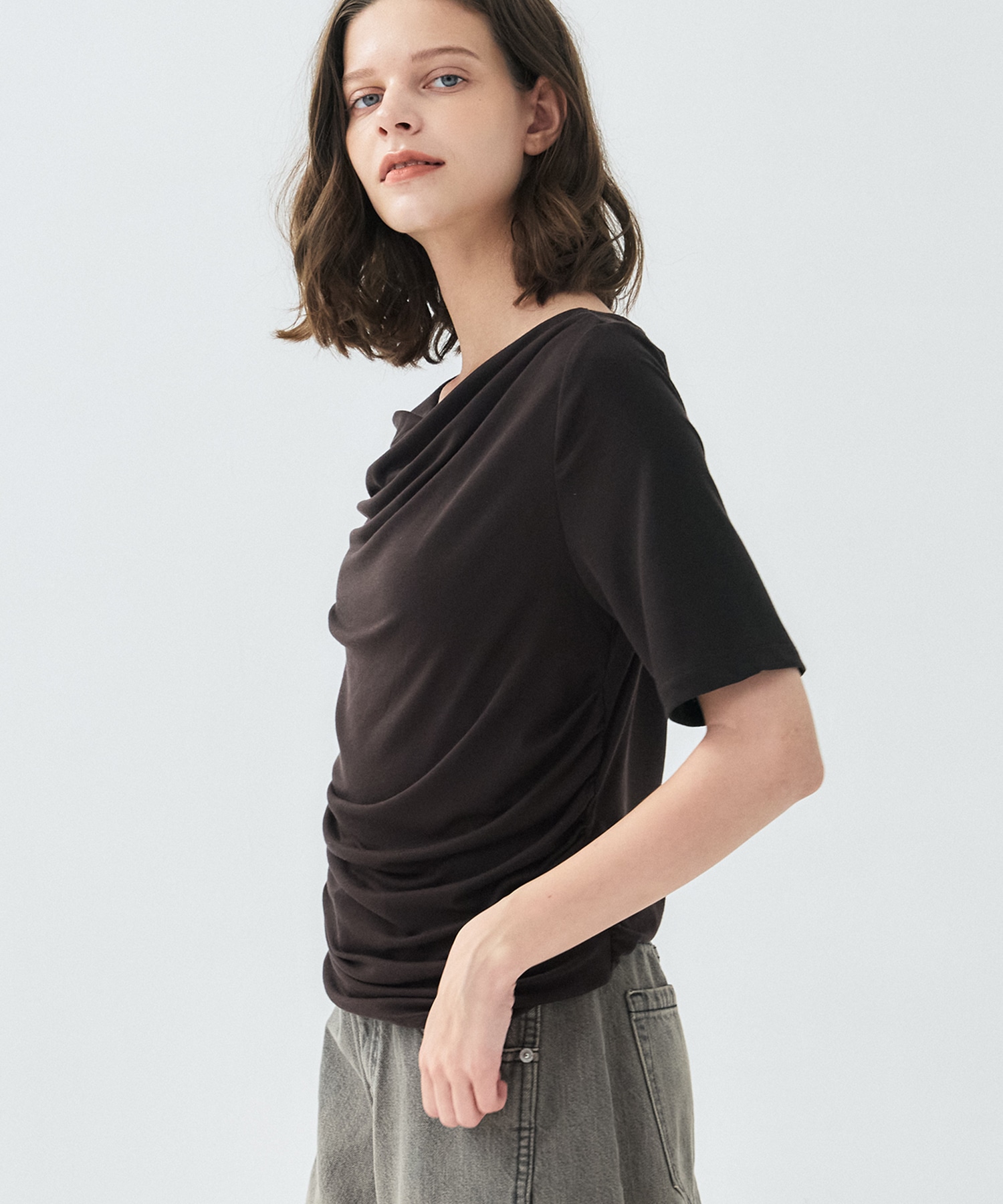 【再入荷|残り5点】ドレープハーフスリーブトップ