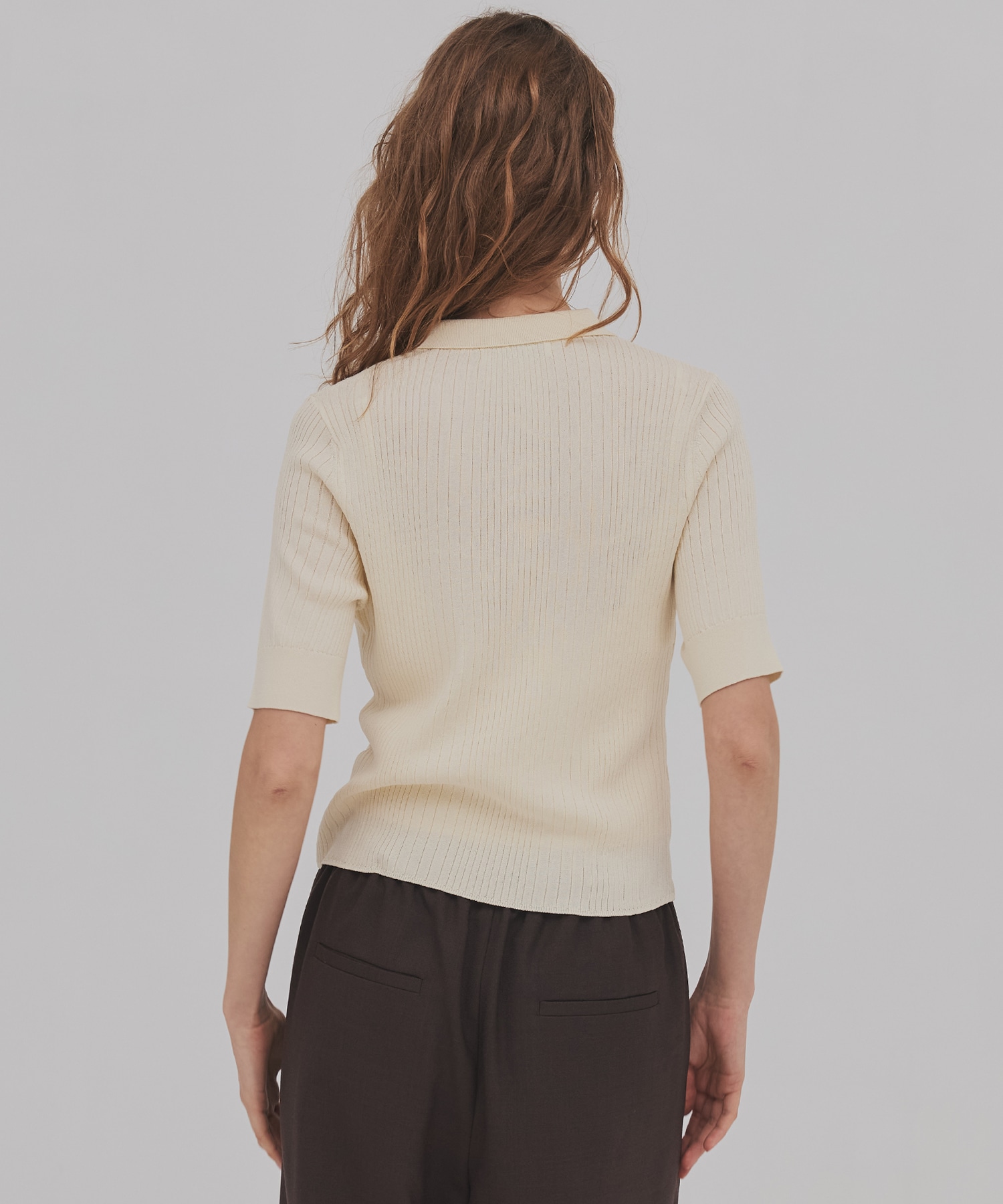 スムースリブニットポロ