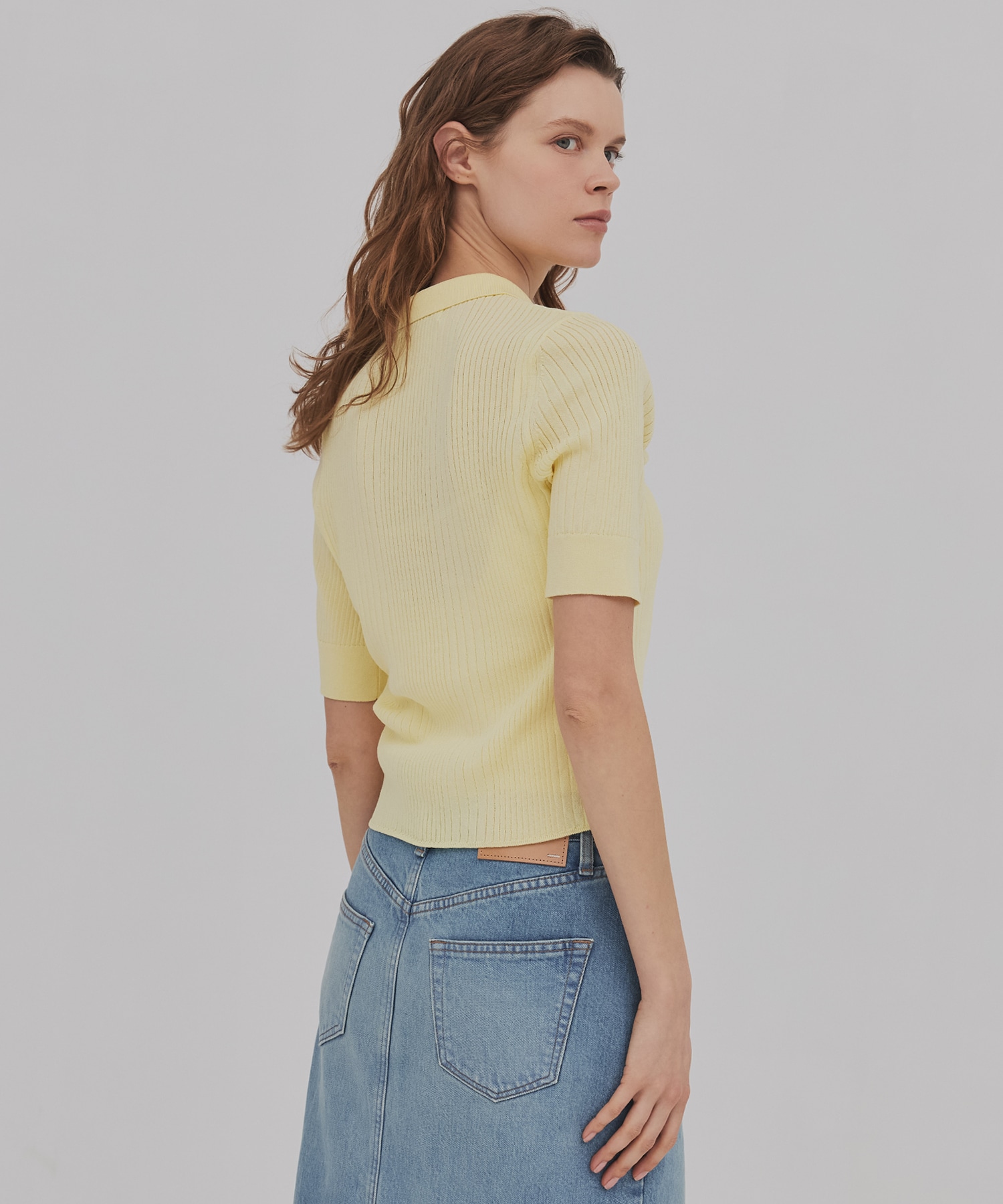 スムースリブニットポロ