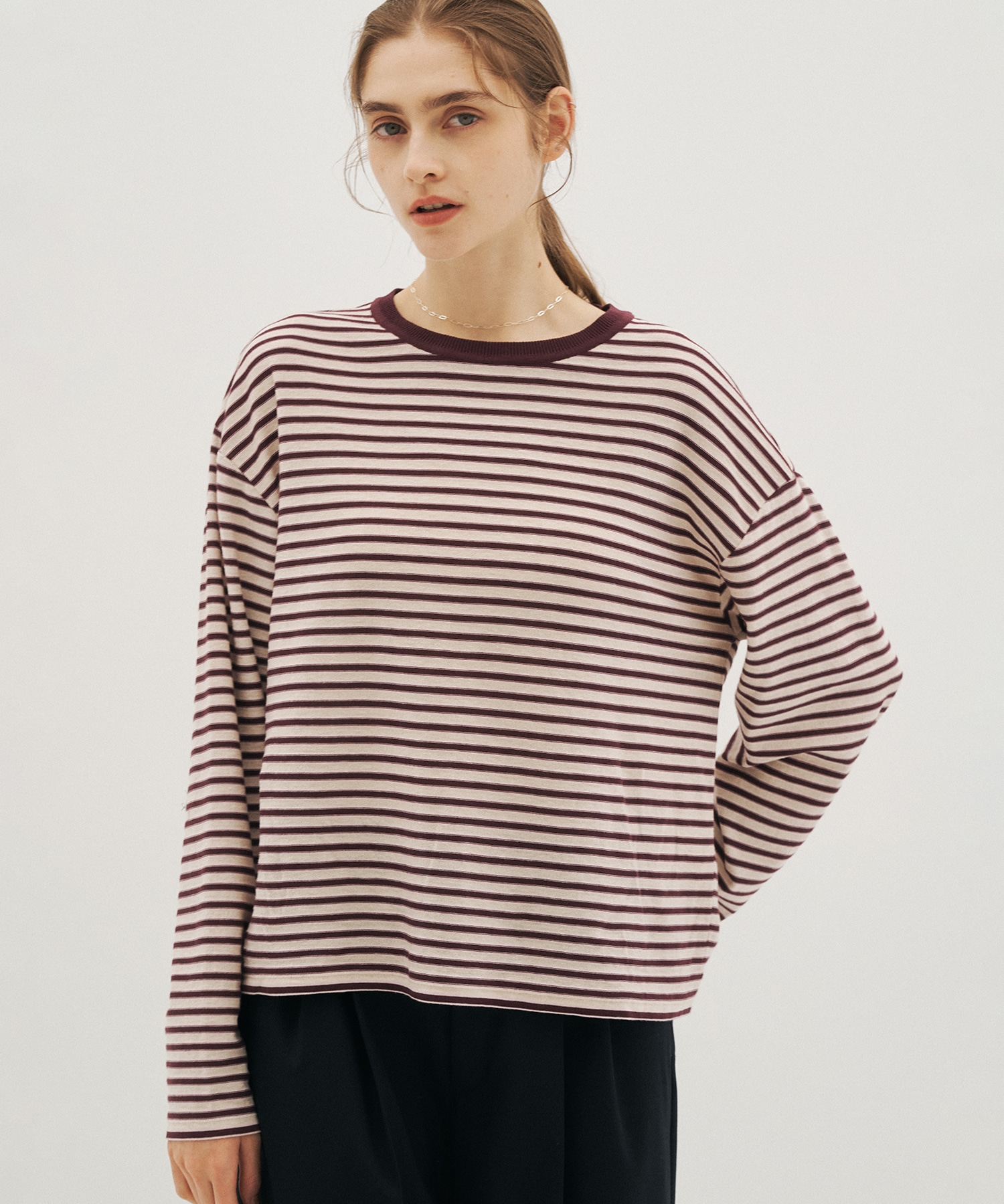 【WEB先行】ボーダークルーネックニットTEE