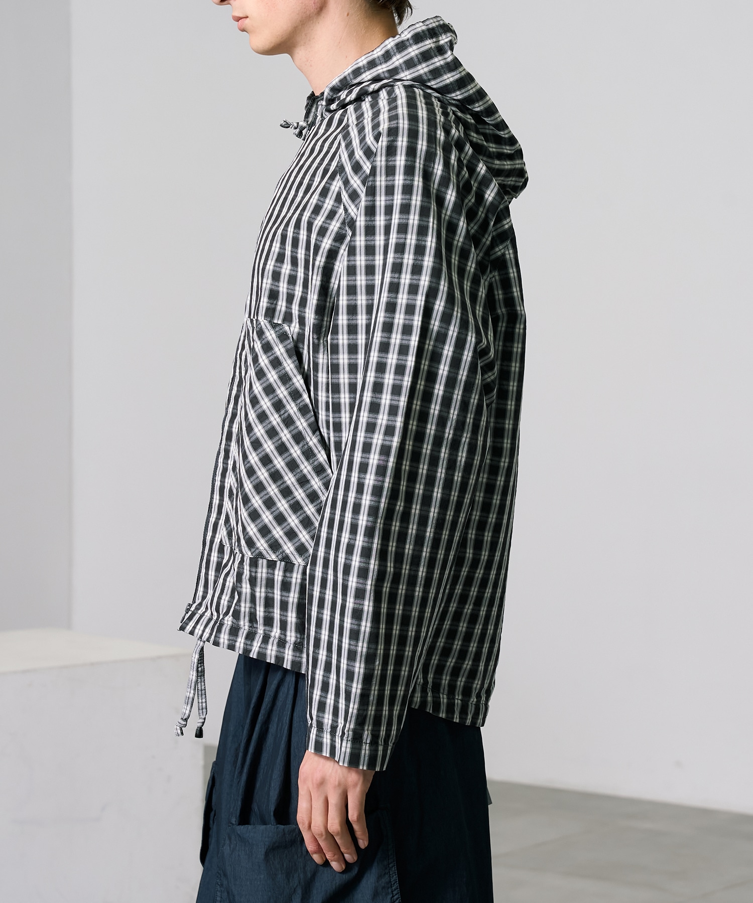 ライトチェックシャツパーカー