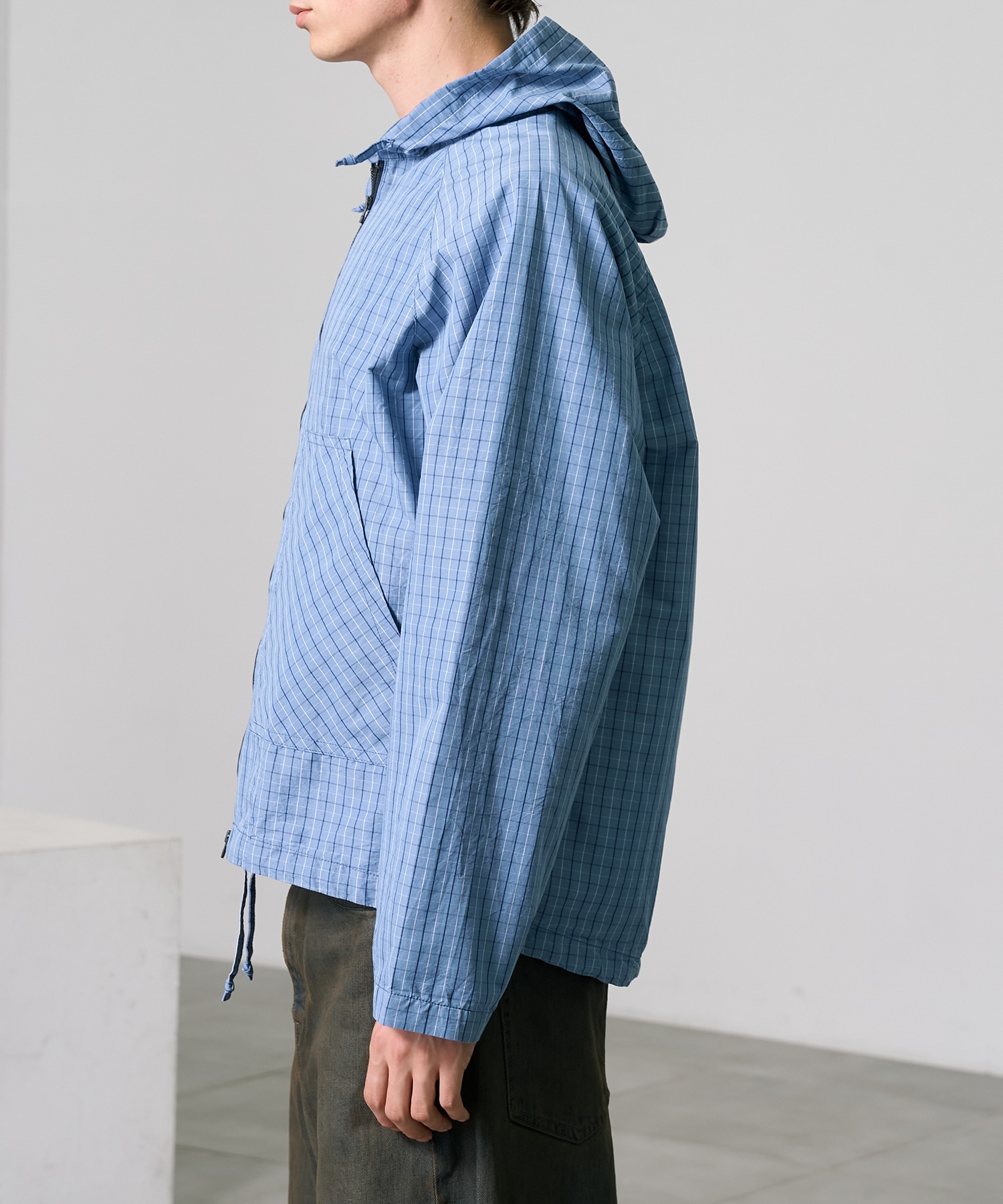 ライトチェックシャツパーカー