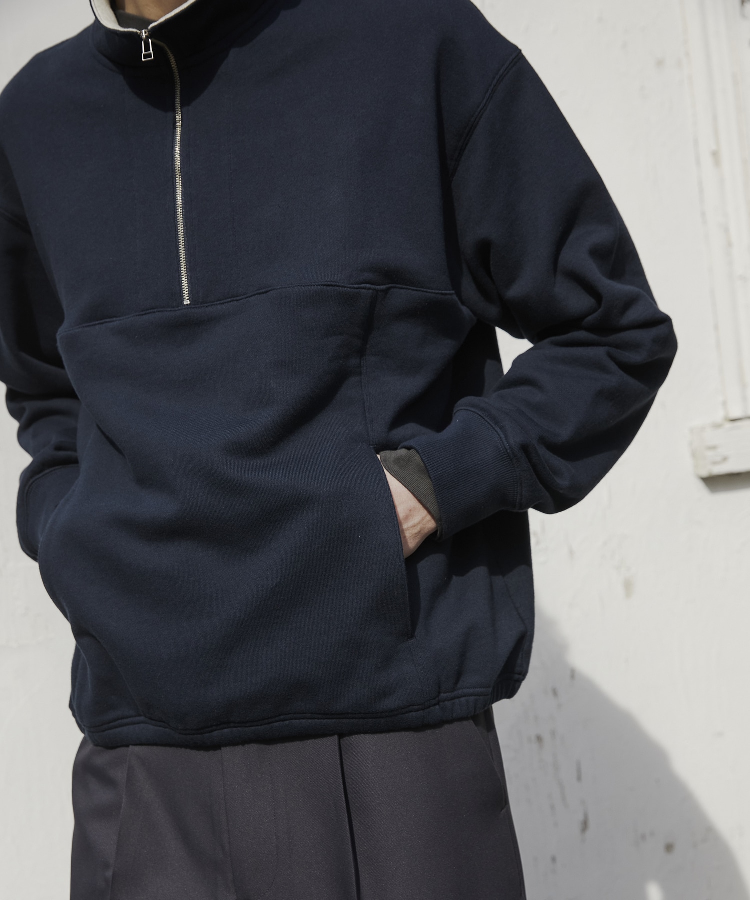 スタンドハーフジップスウェット