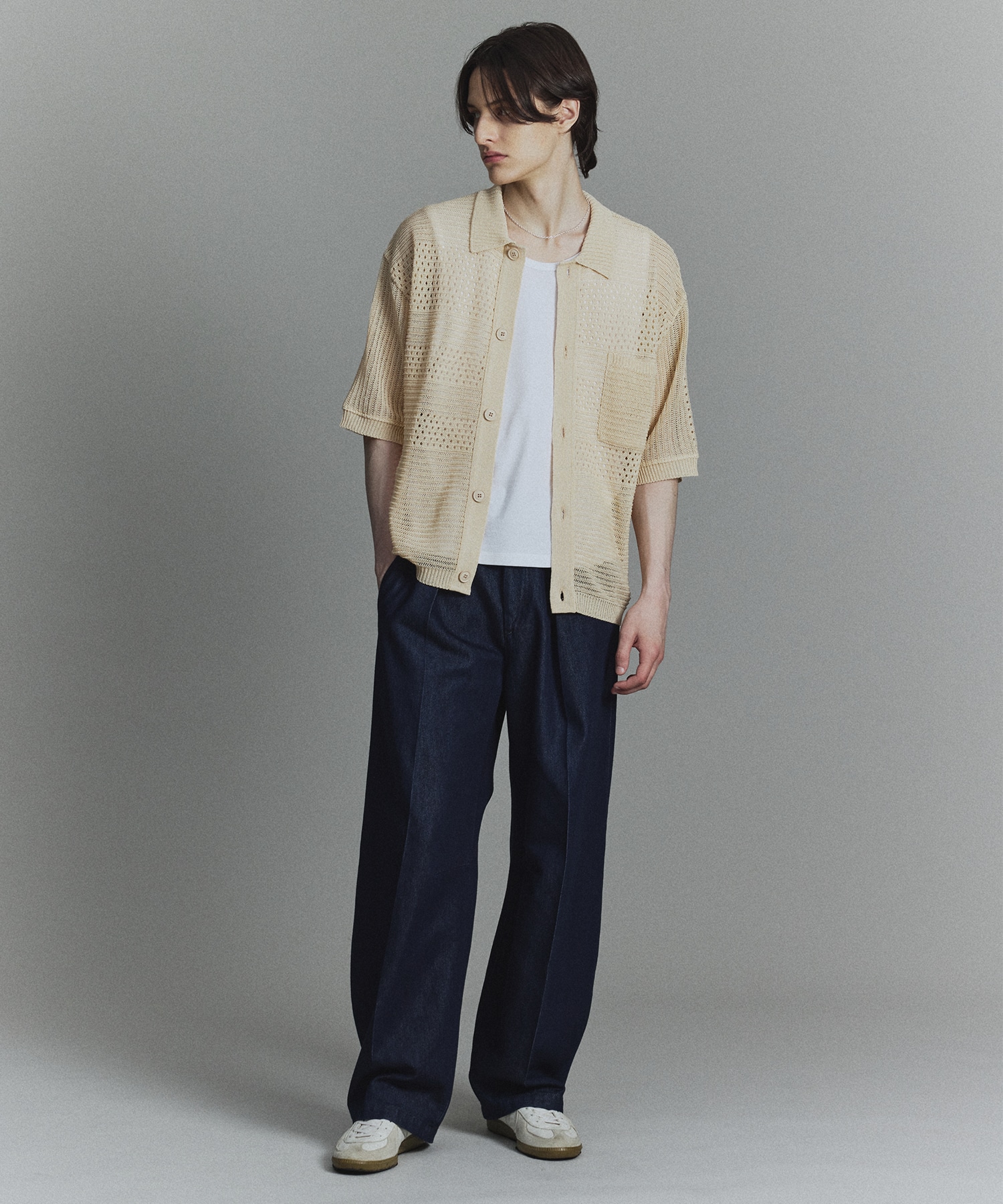 ショートスリーブメッシュポロカーデ