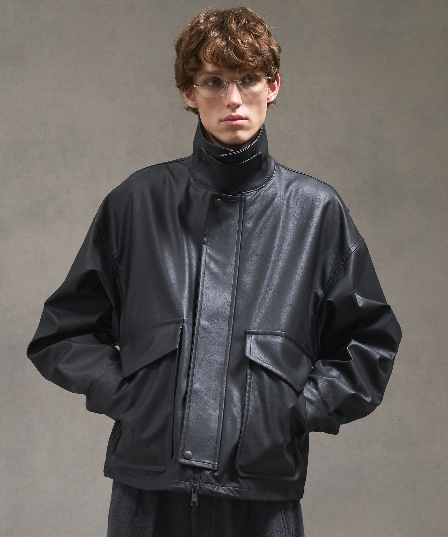 ヴィンテージフェイクレザーブルゾン