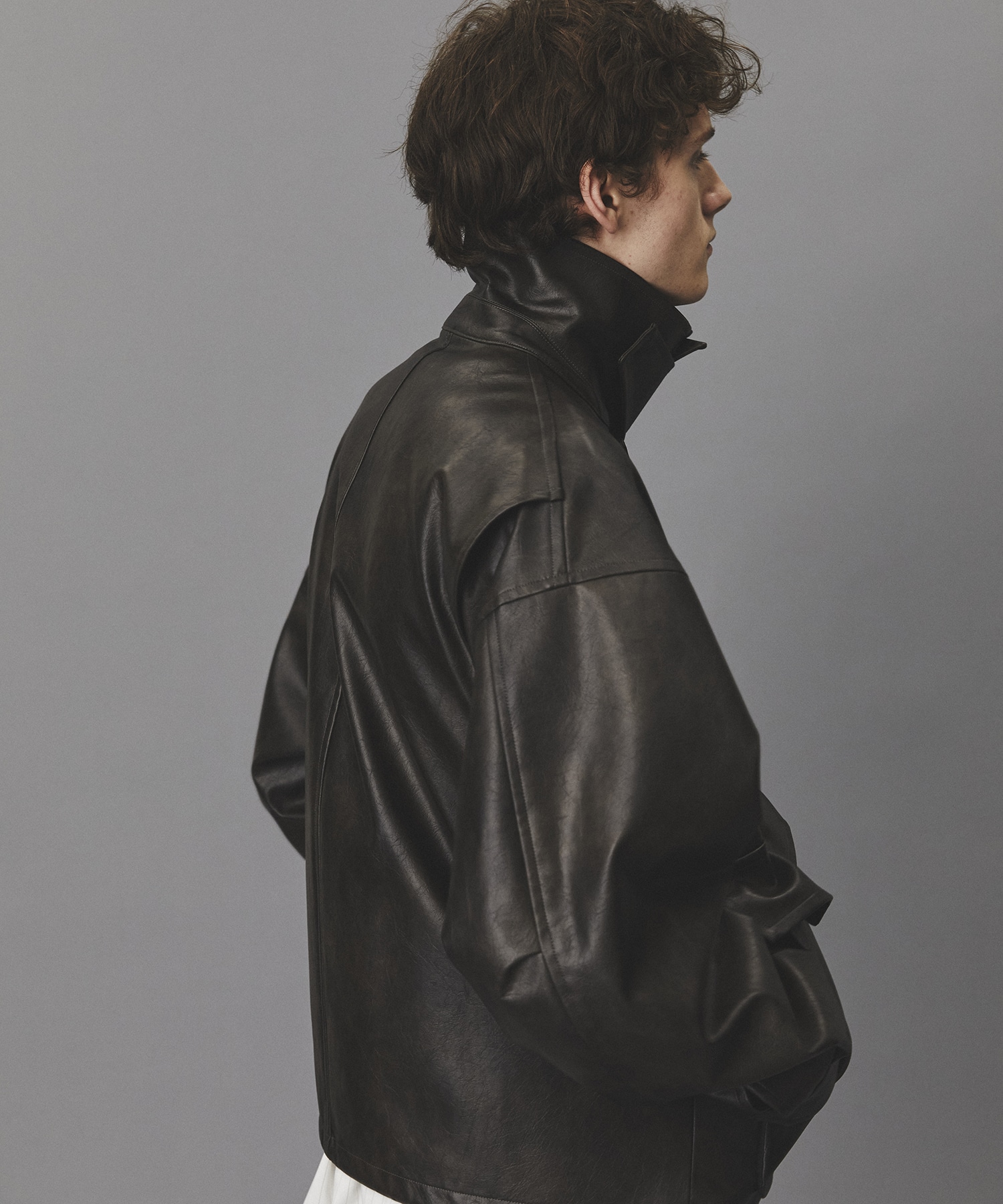 ヴィンテージフェイクレザーブルゾン