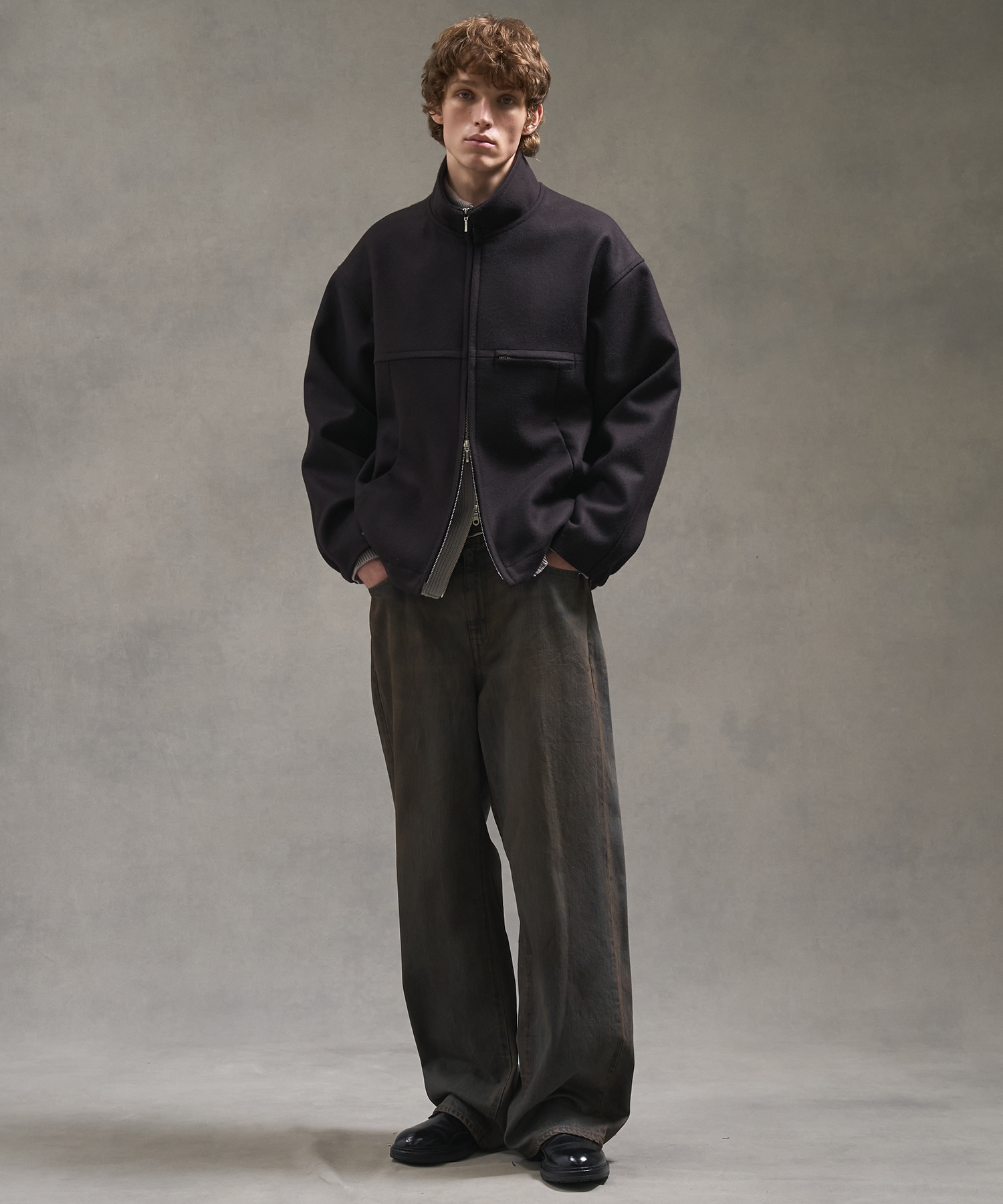 Super140s メルトンスタンドジップブルゾン