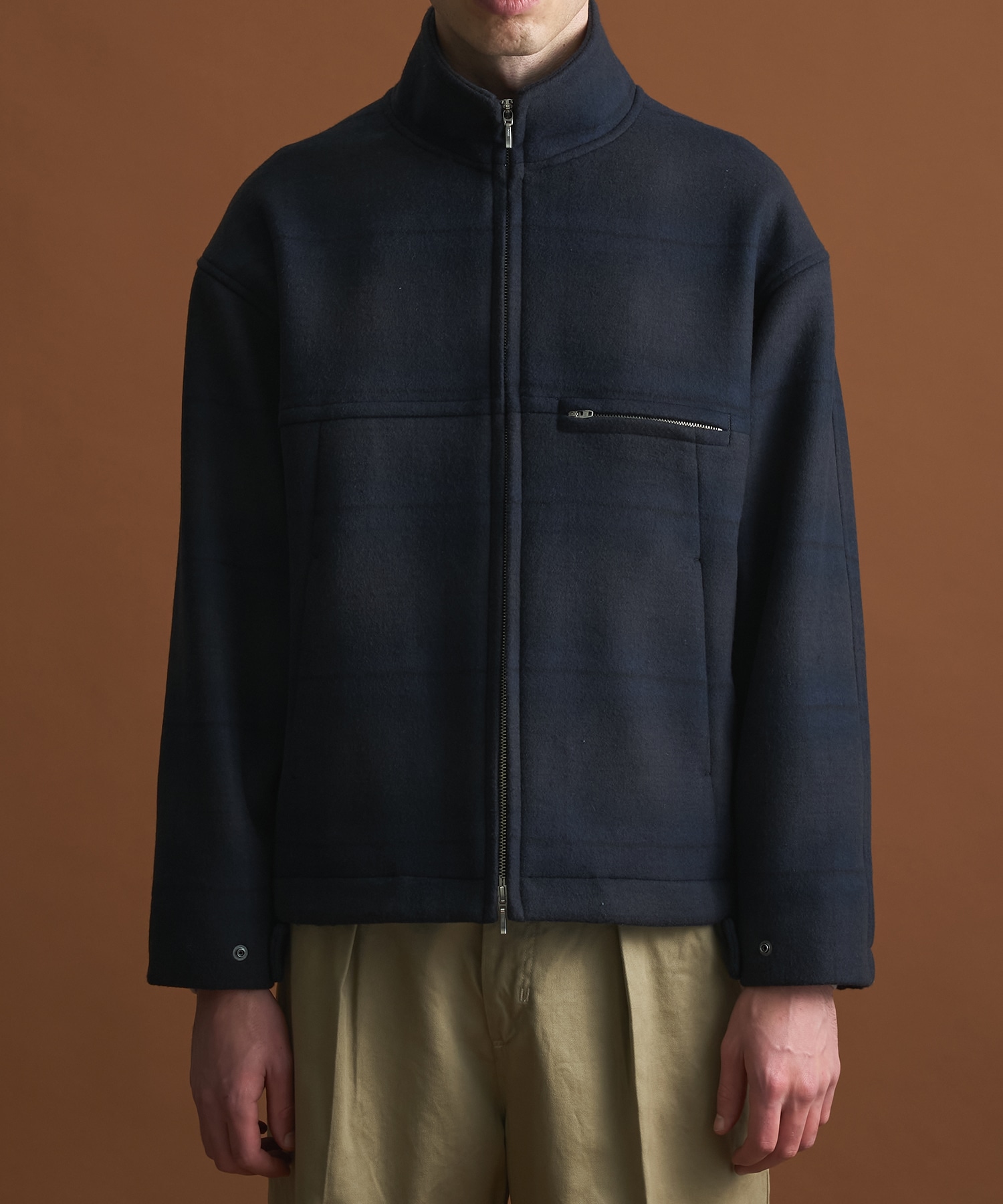 Super140s メルトンスタンドジップブルゾン