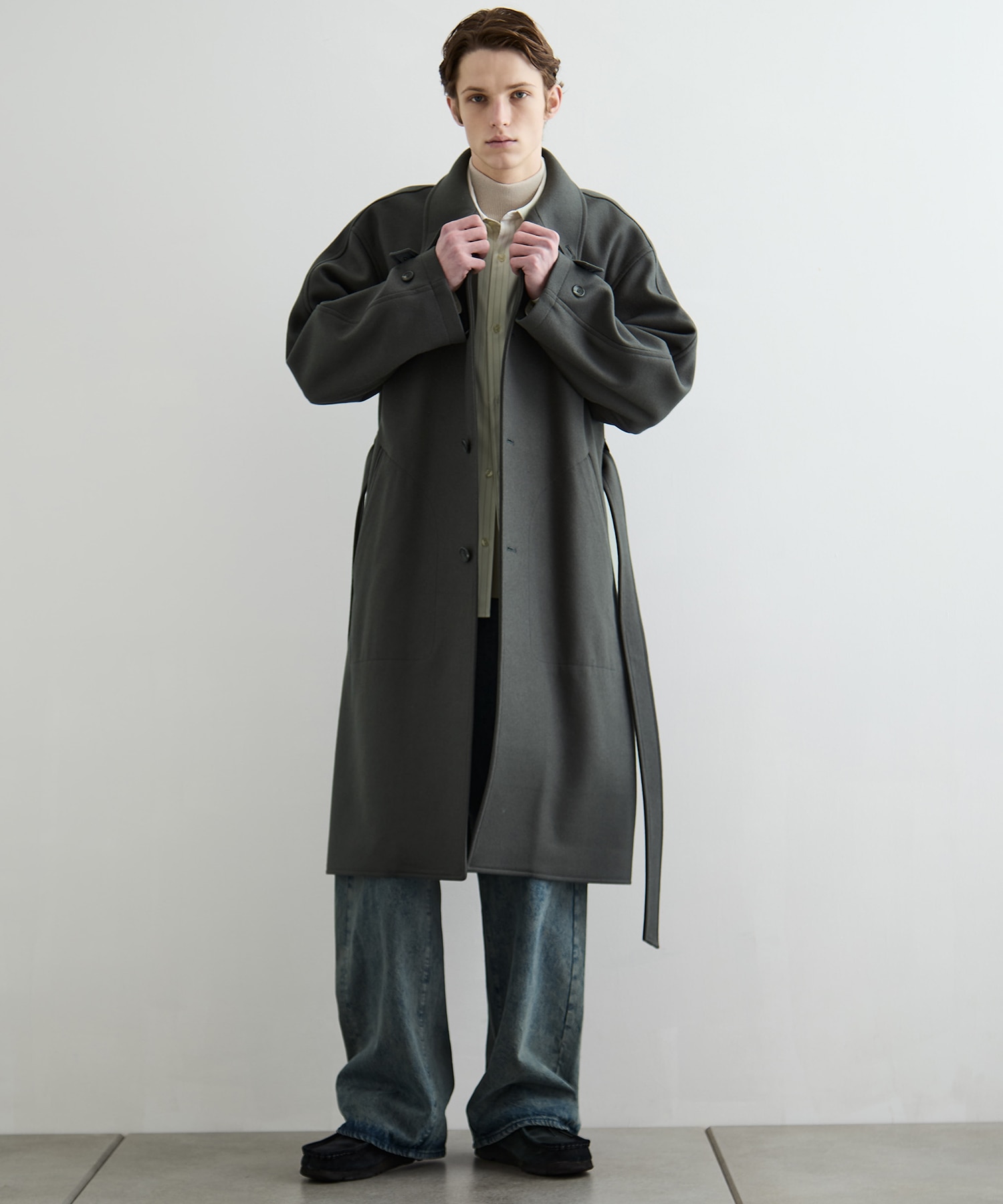 Super140sメルトンスタンドコート