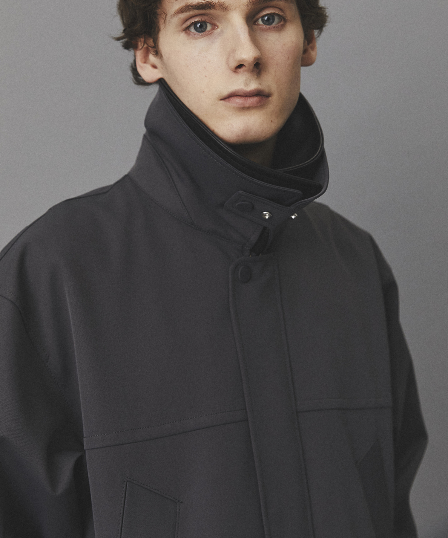 2WAYレザーカラーハーフコート