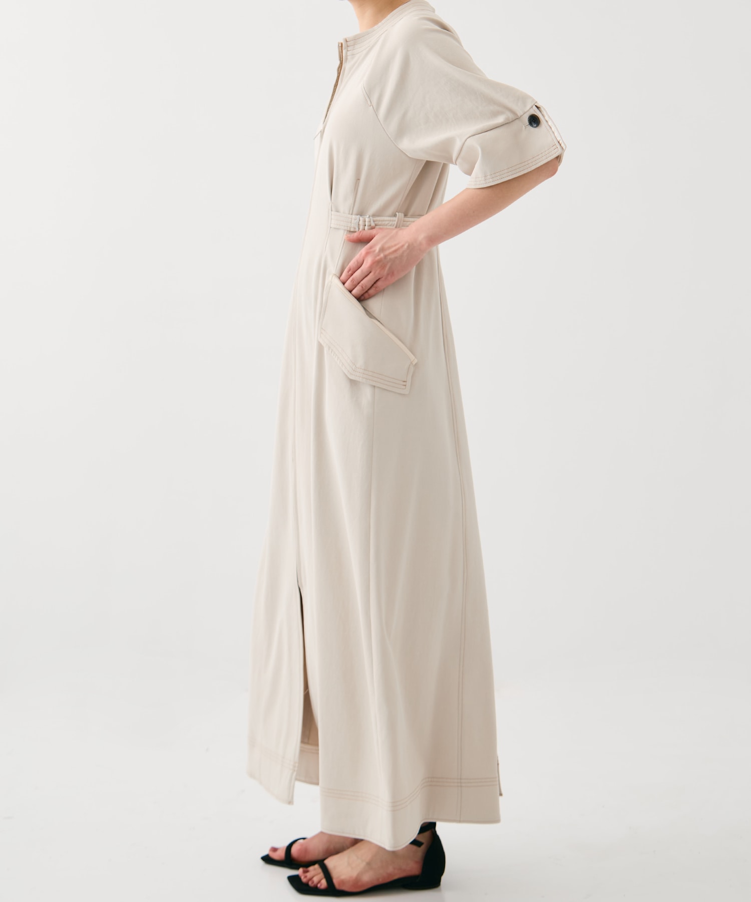 スタンドオープンシャツワンピース