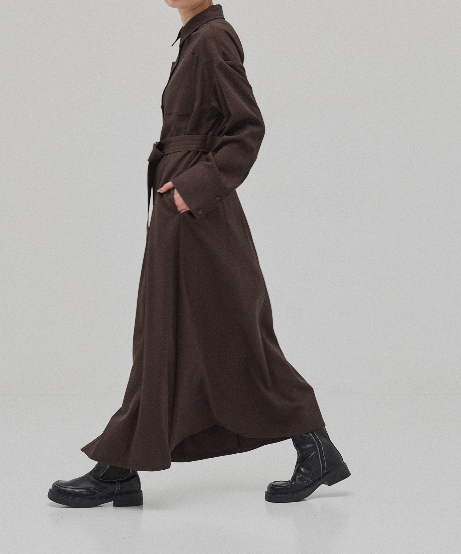 カラーステッチシャツワンピース