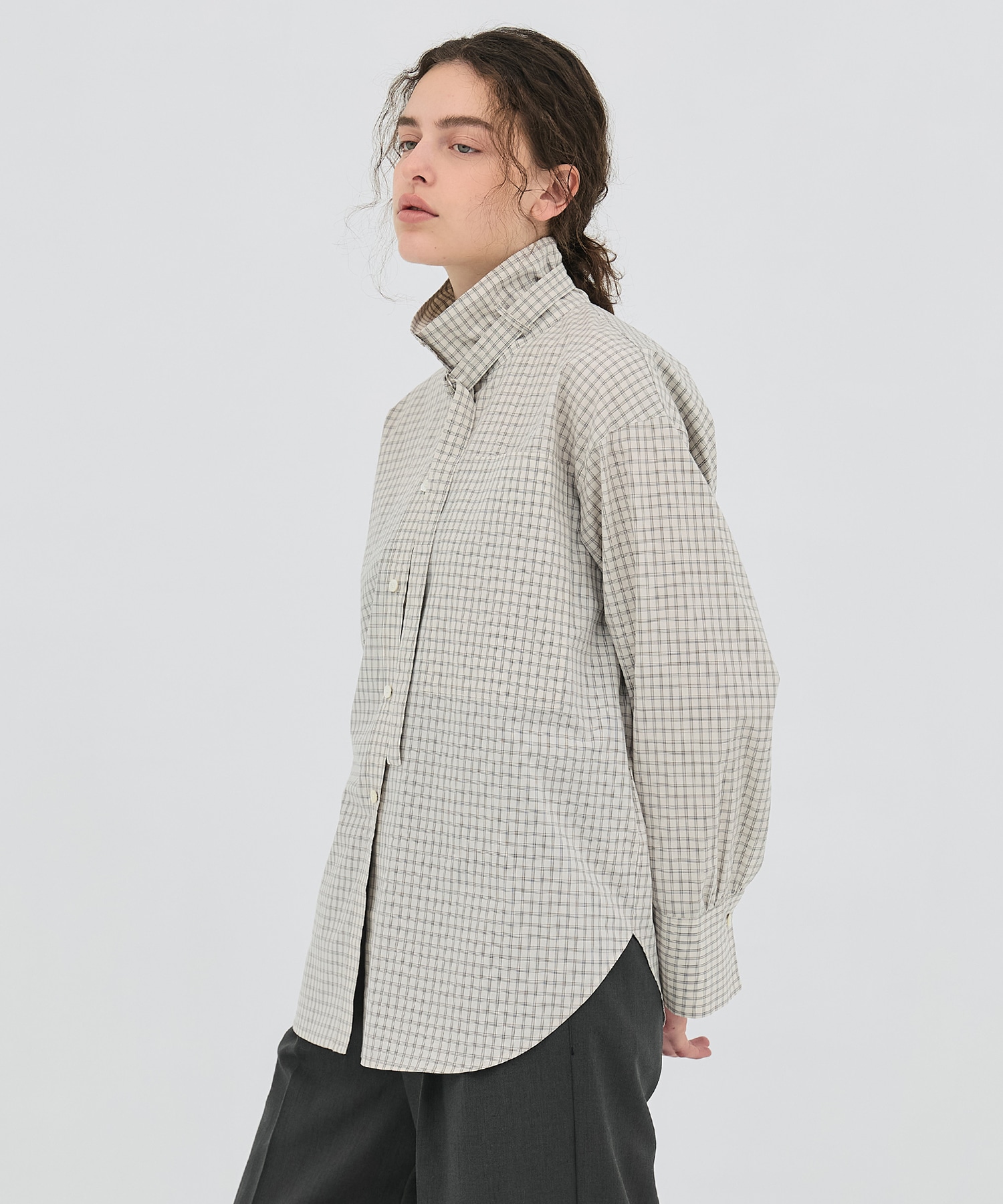 ミニチェックスタンドカラーシャツ