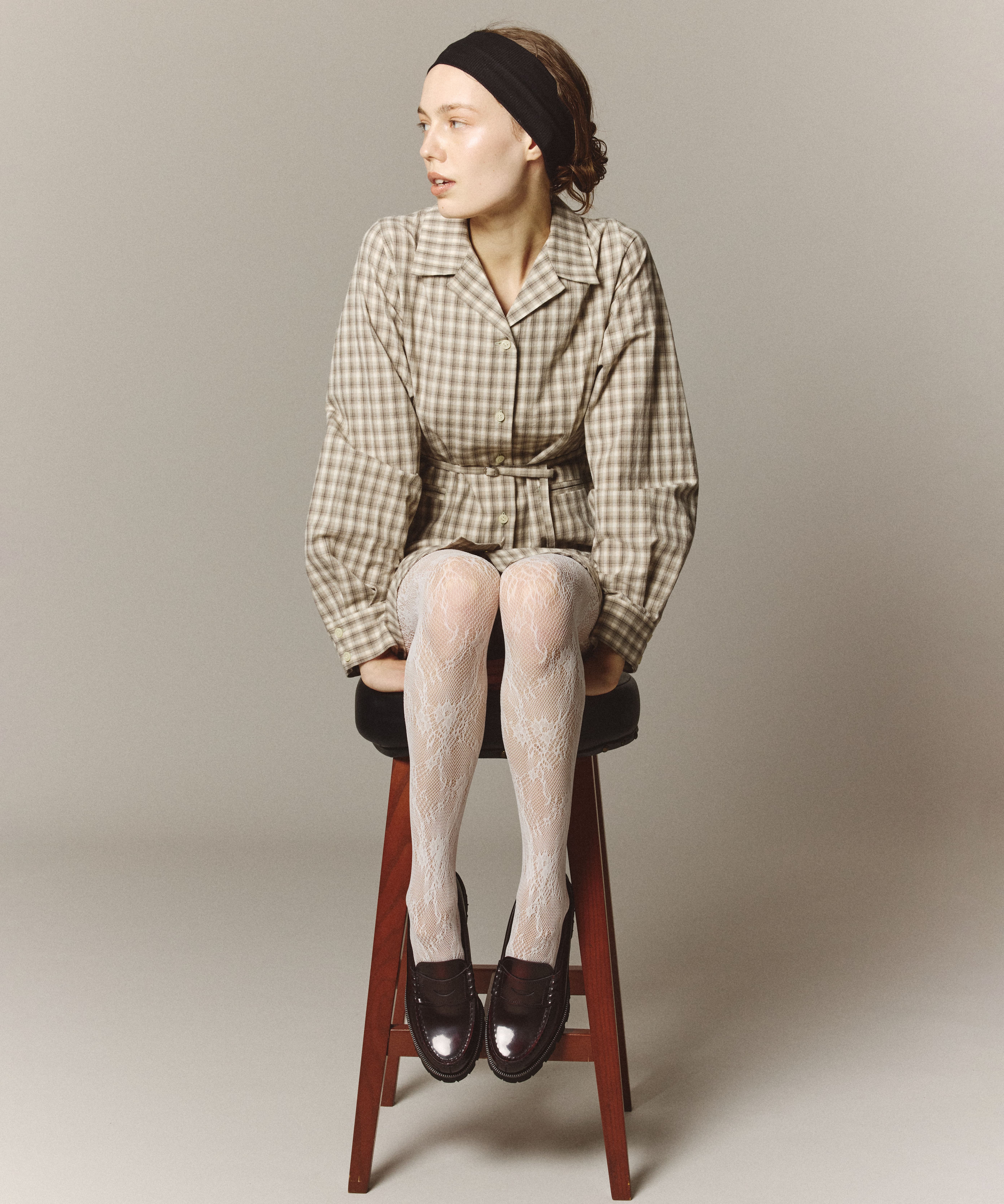 オープンカラーミニシャツワンピ