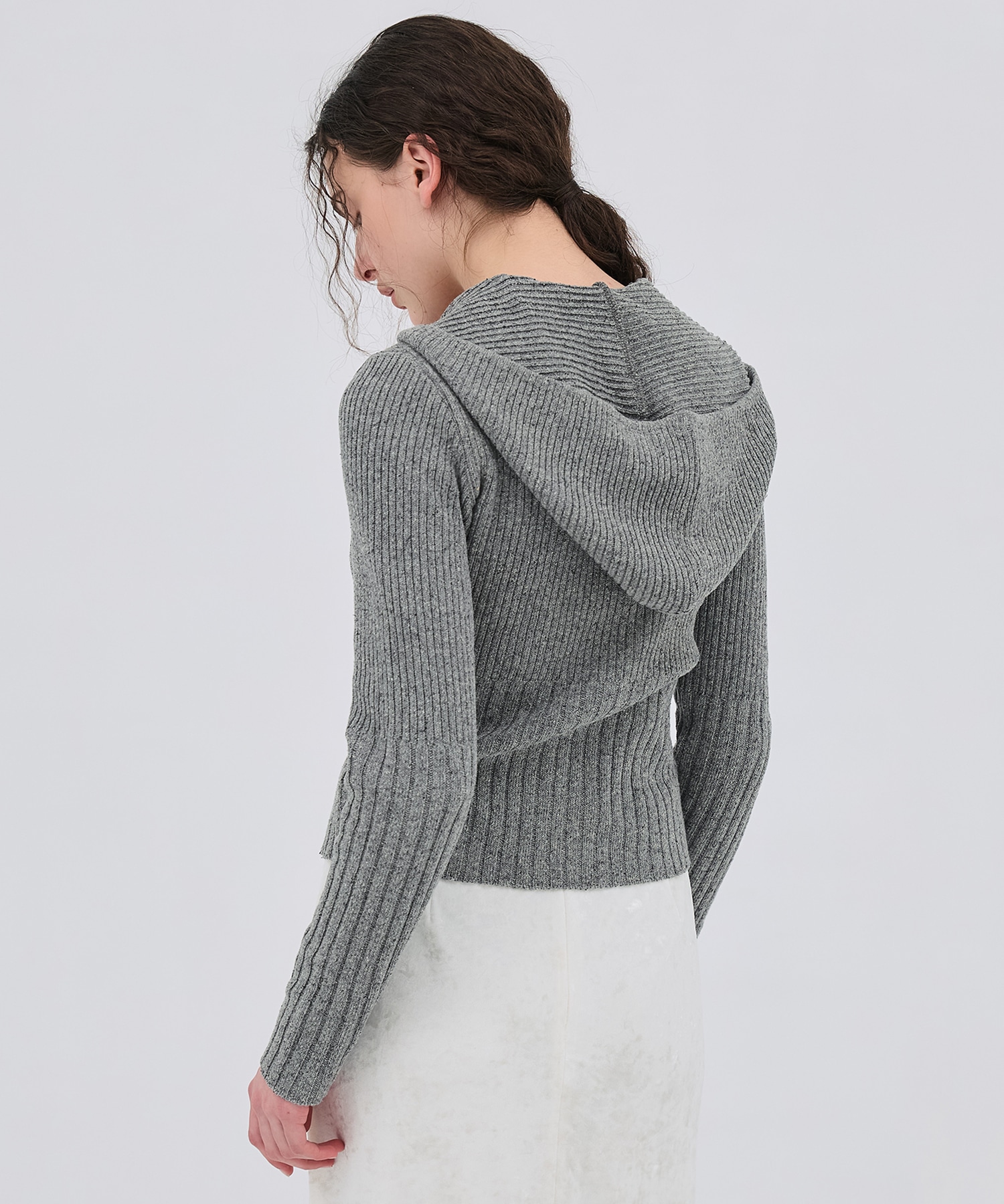 リブニットジップフーディ