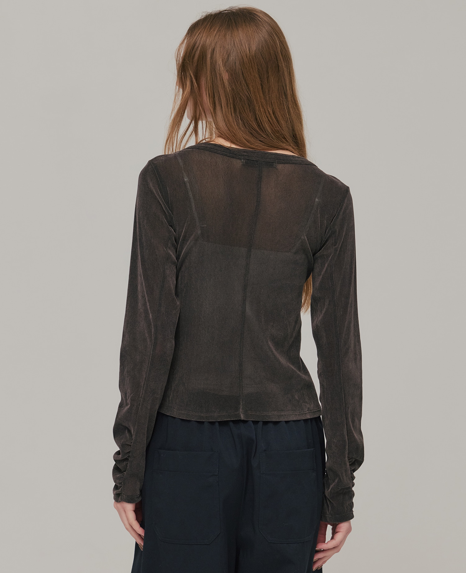 シャーリングベロアチュールスリットTOP