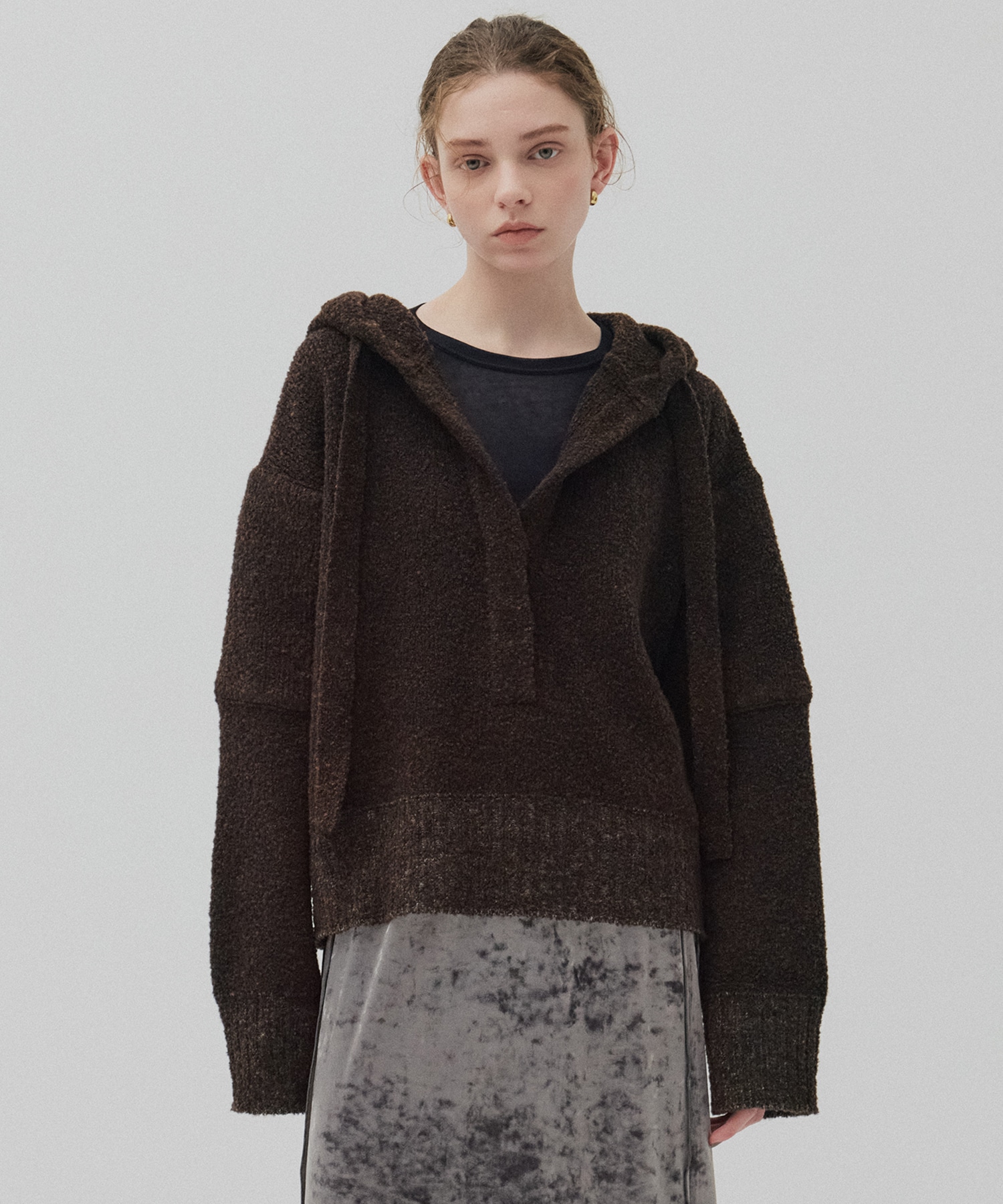 ルーズニットフーディ