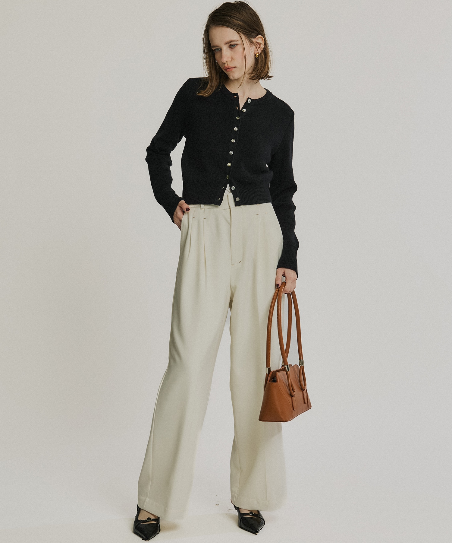 コットンカシミヤクルーカーデ