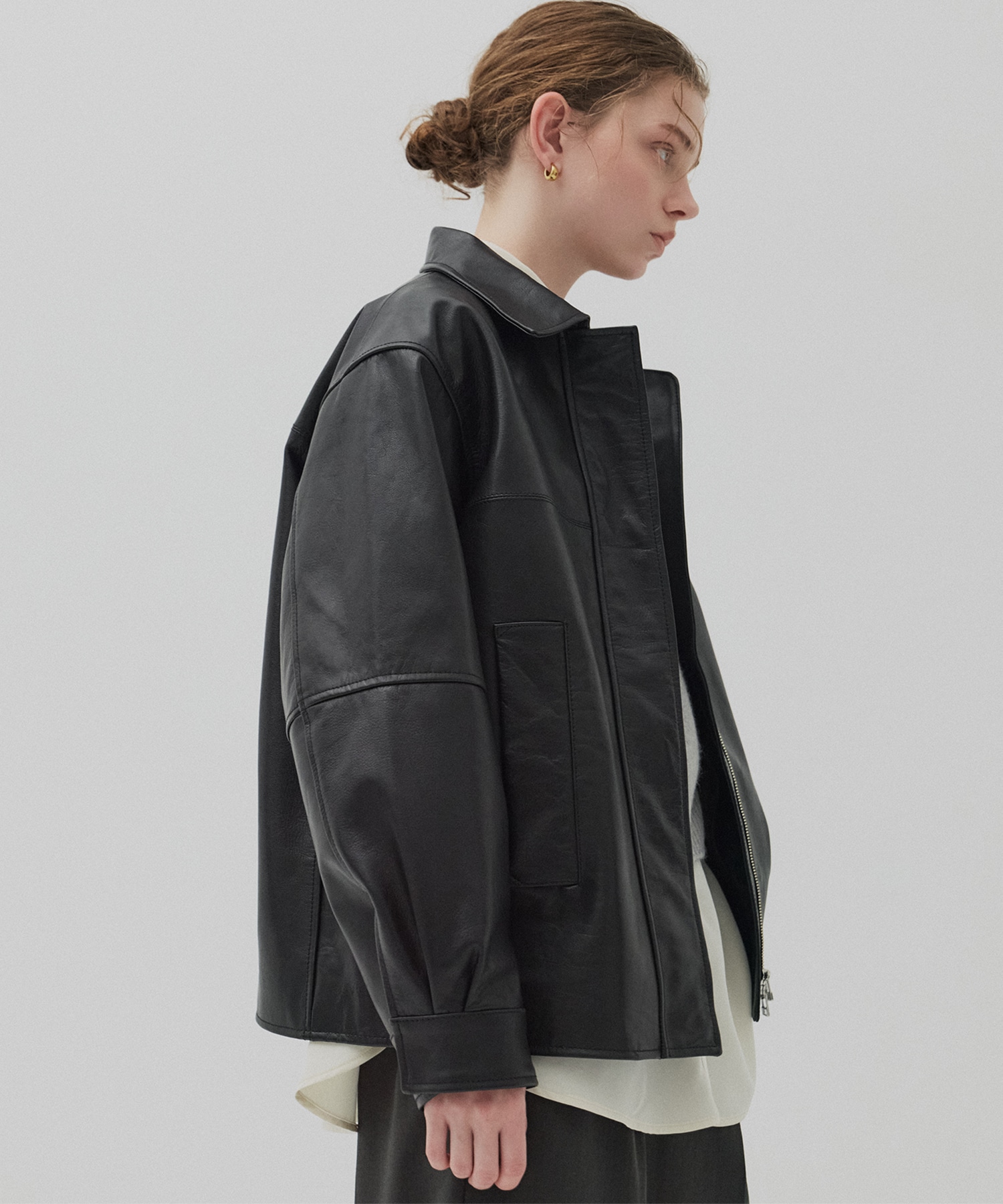 カーフレザーボクシージャケット