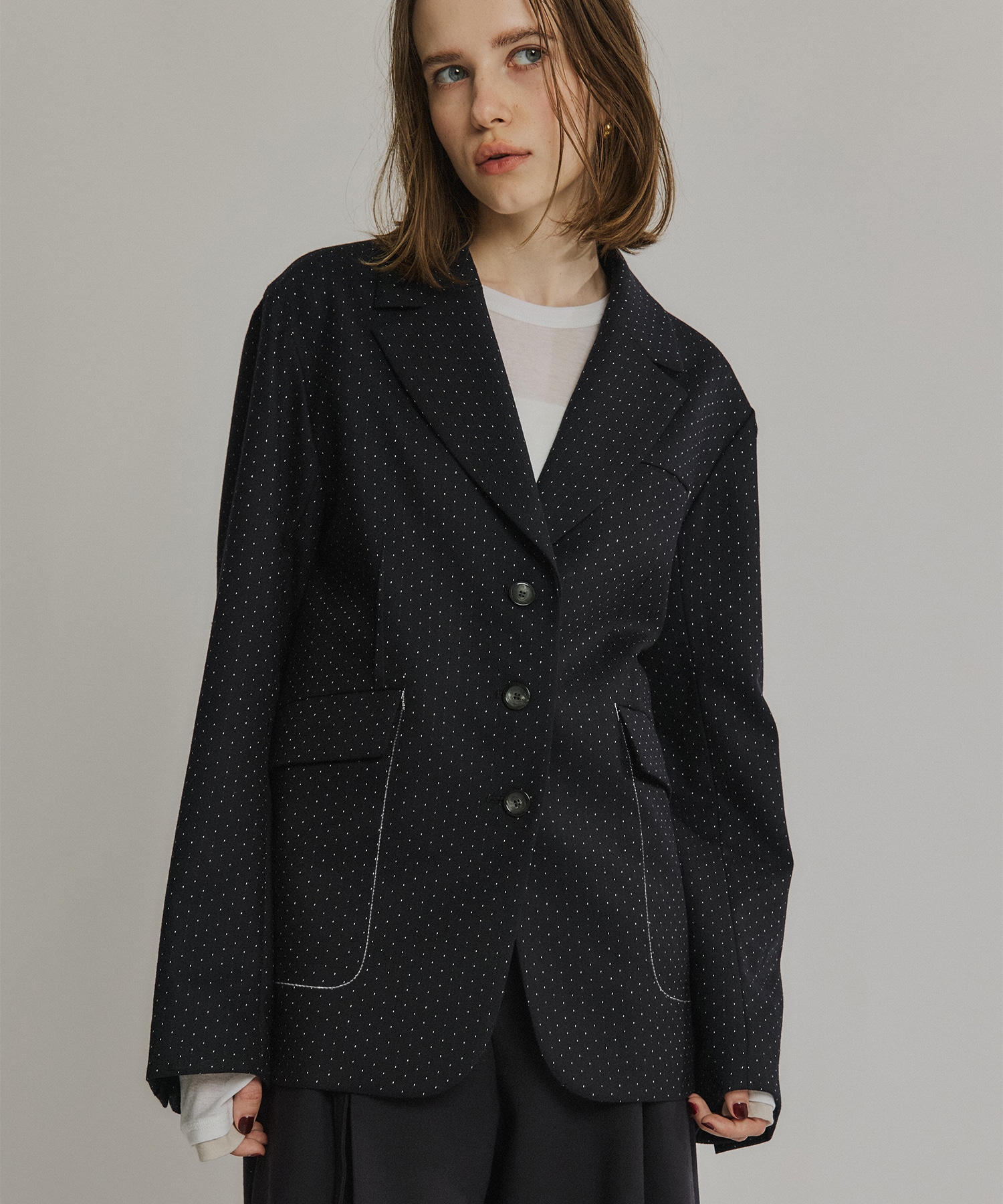 ダブルクロスノッチドラペルジャケット