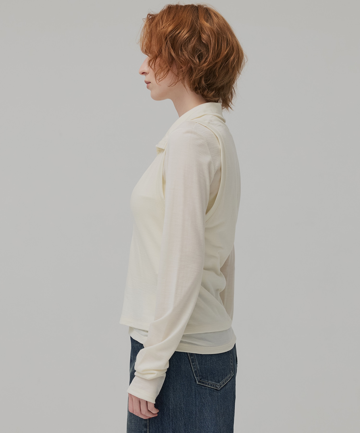 Super100 ヘンリーネックトップス