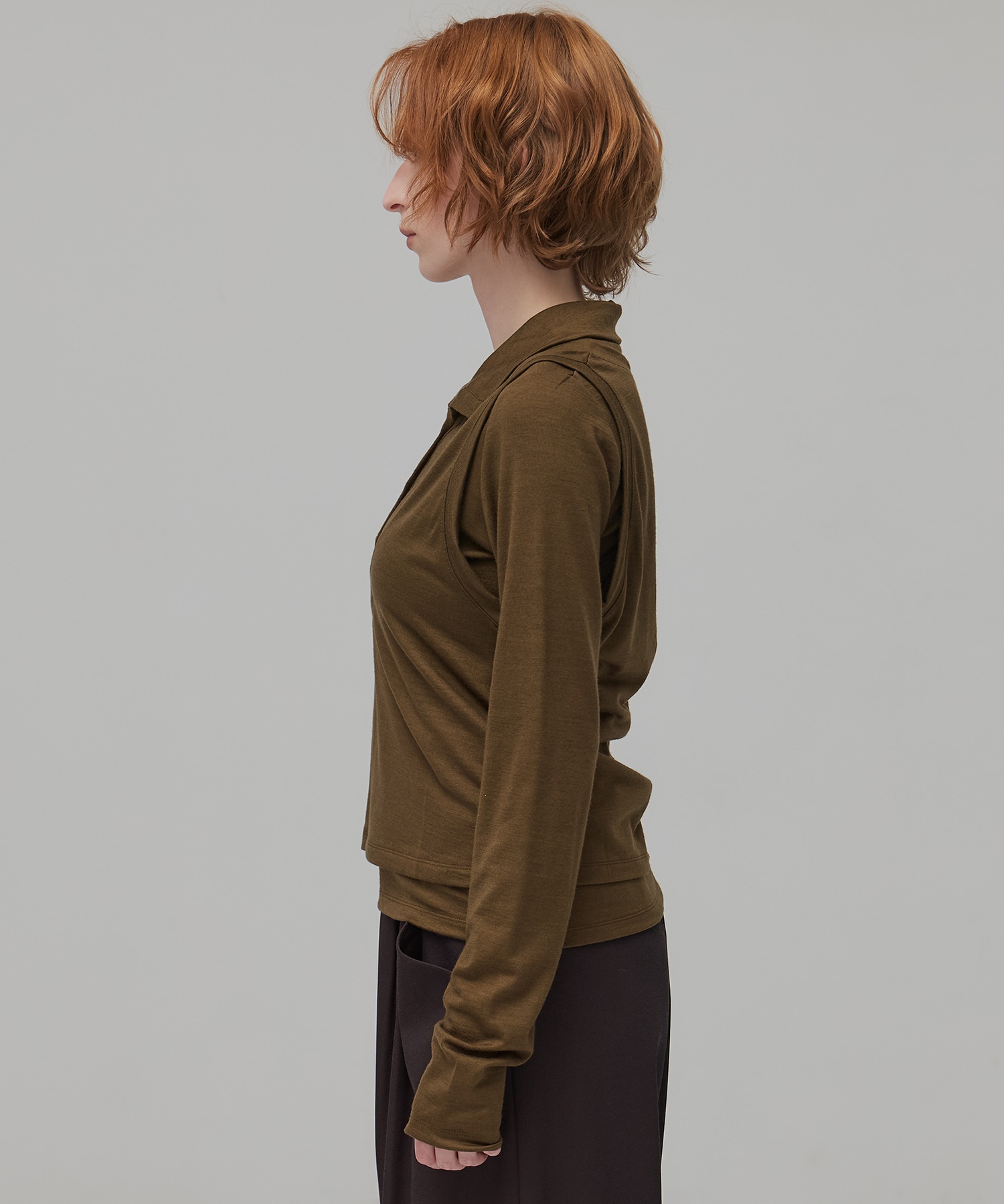 Super100 ヘンリーネックトップス