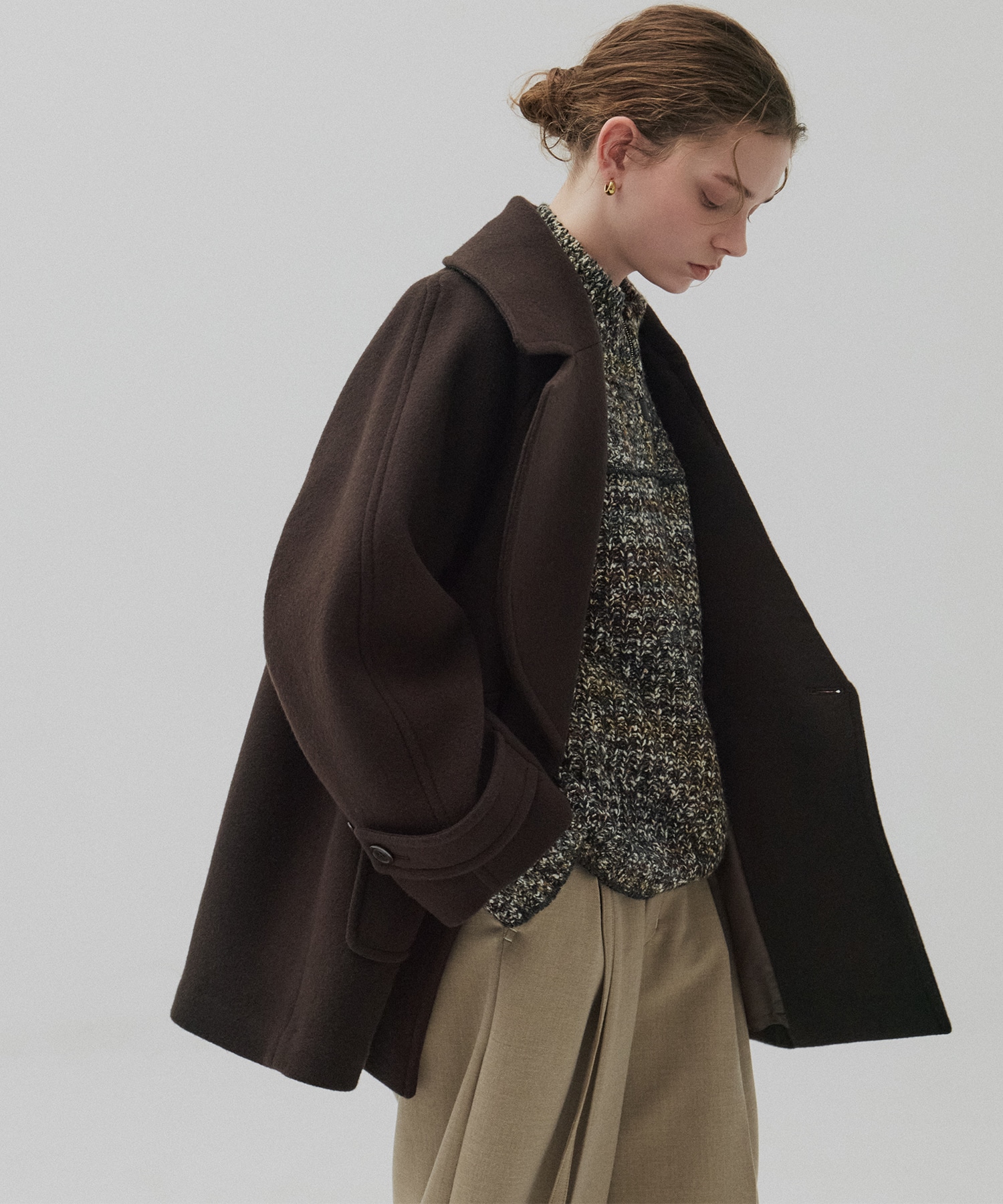 ミックスカラーハーフZIPニット