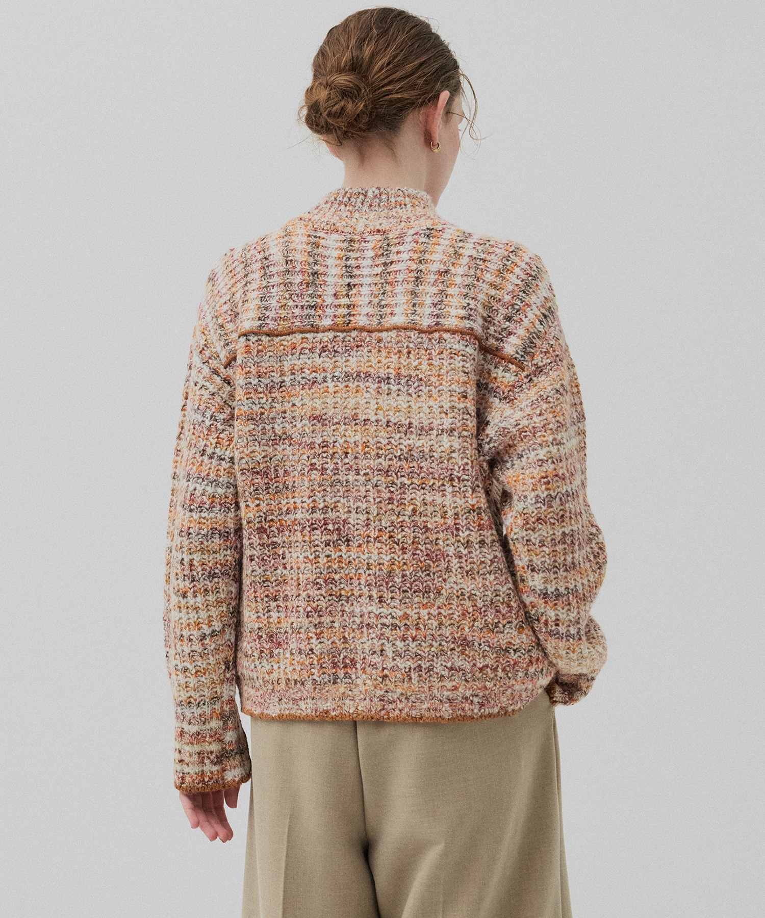 ミックスカラーハーフZIPニット