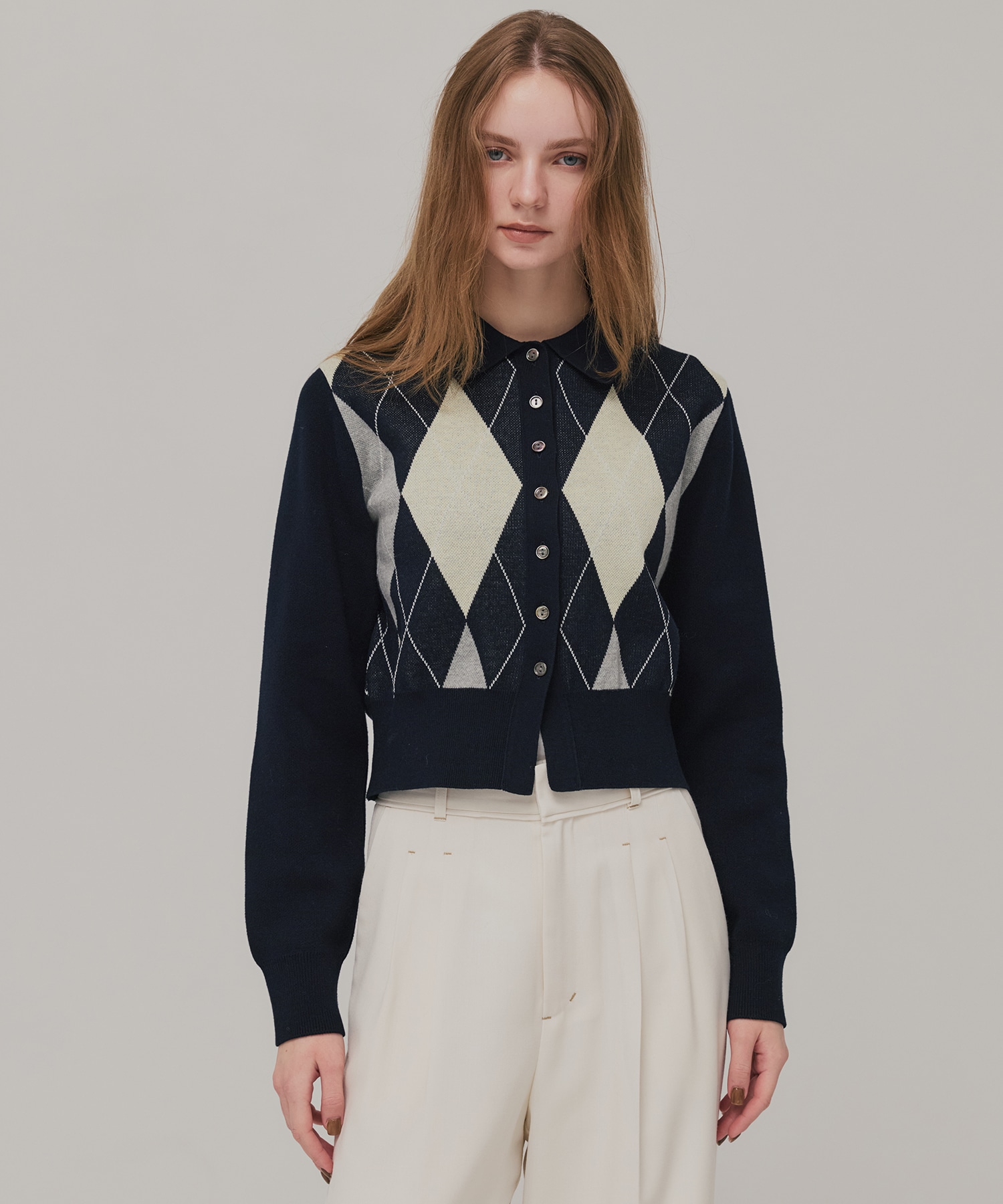 アーガイルショートカーディガン