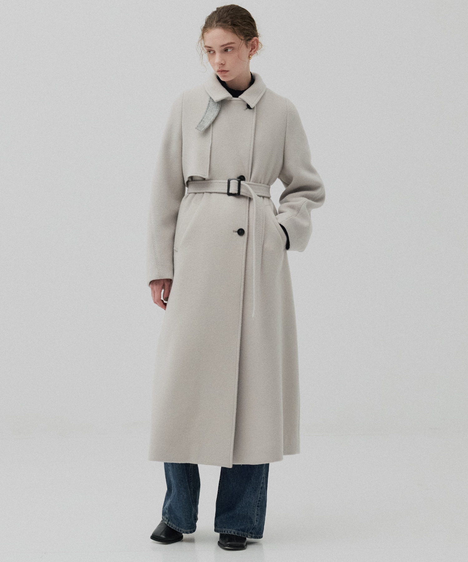 SUPER140アシメオーバーヨークコート