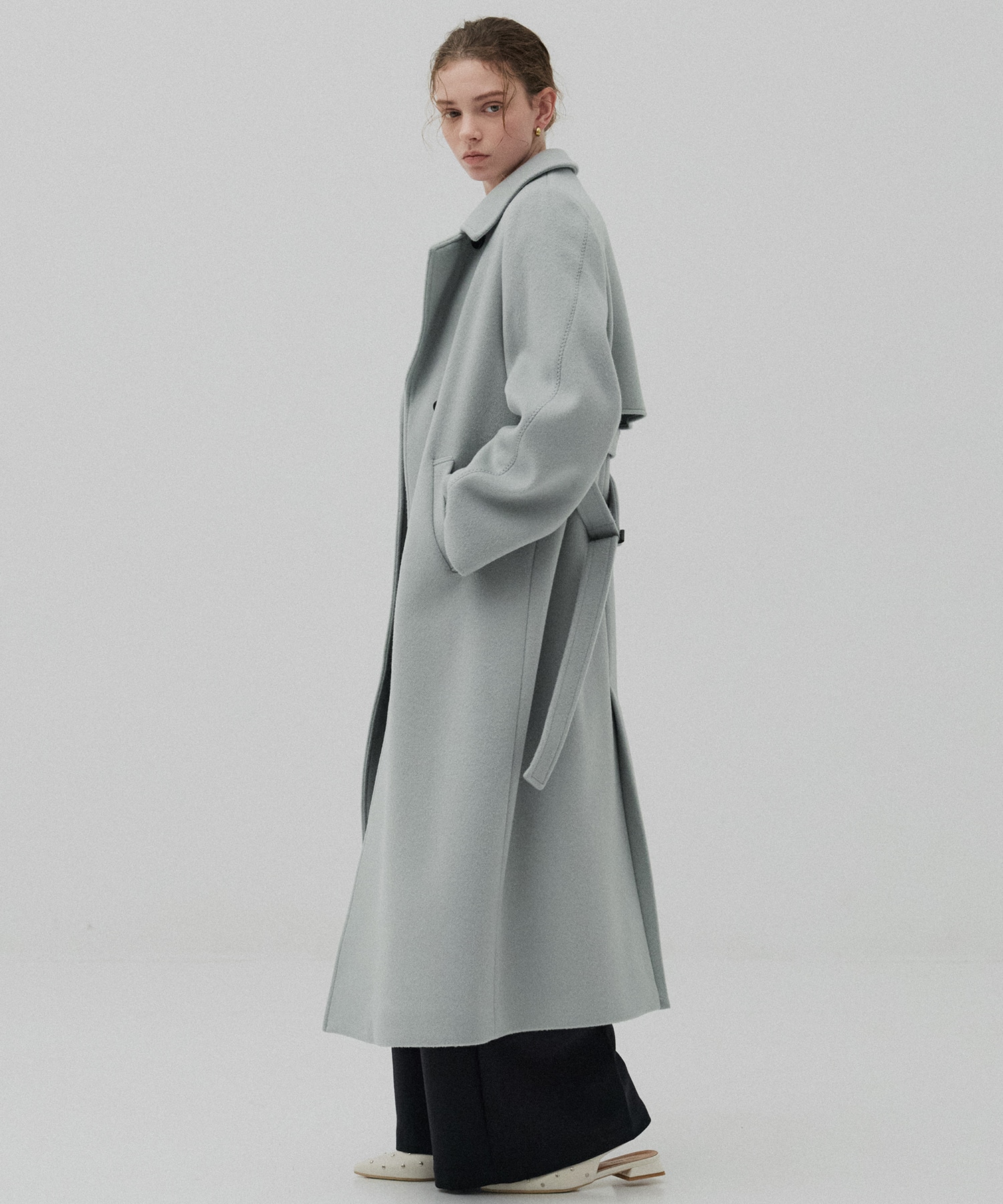 SUPER140アシメオーバーヨークコート