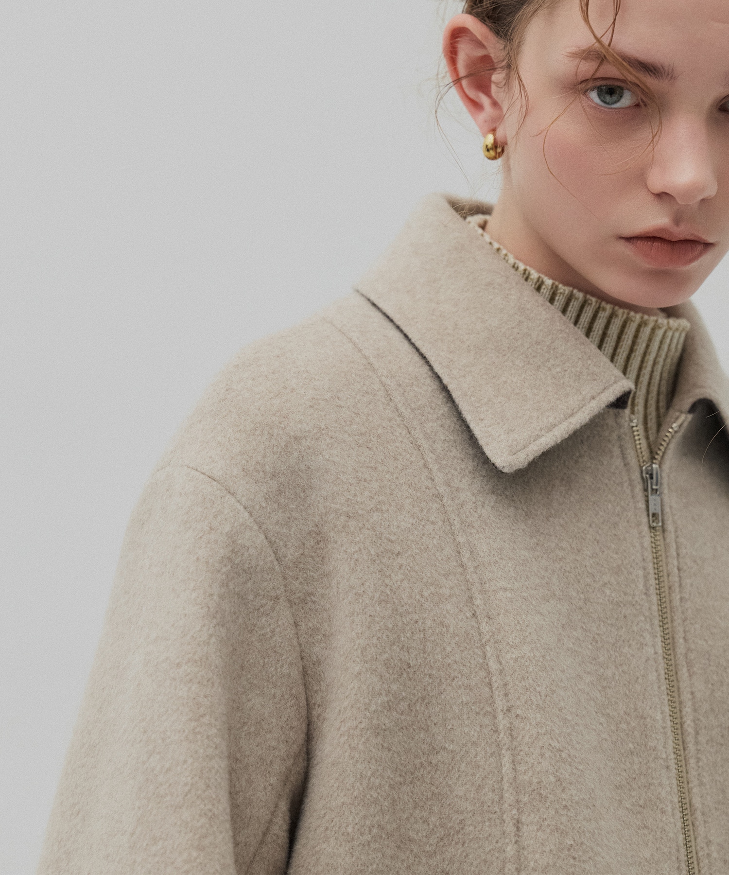 【再入荷】ウールジップタックショートコート