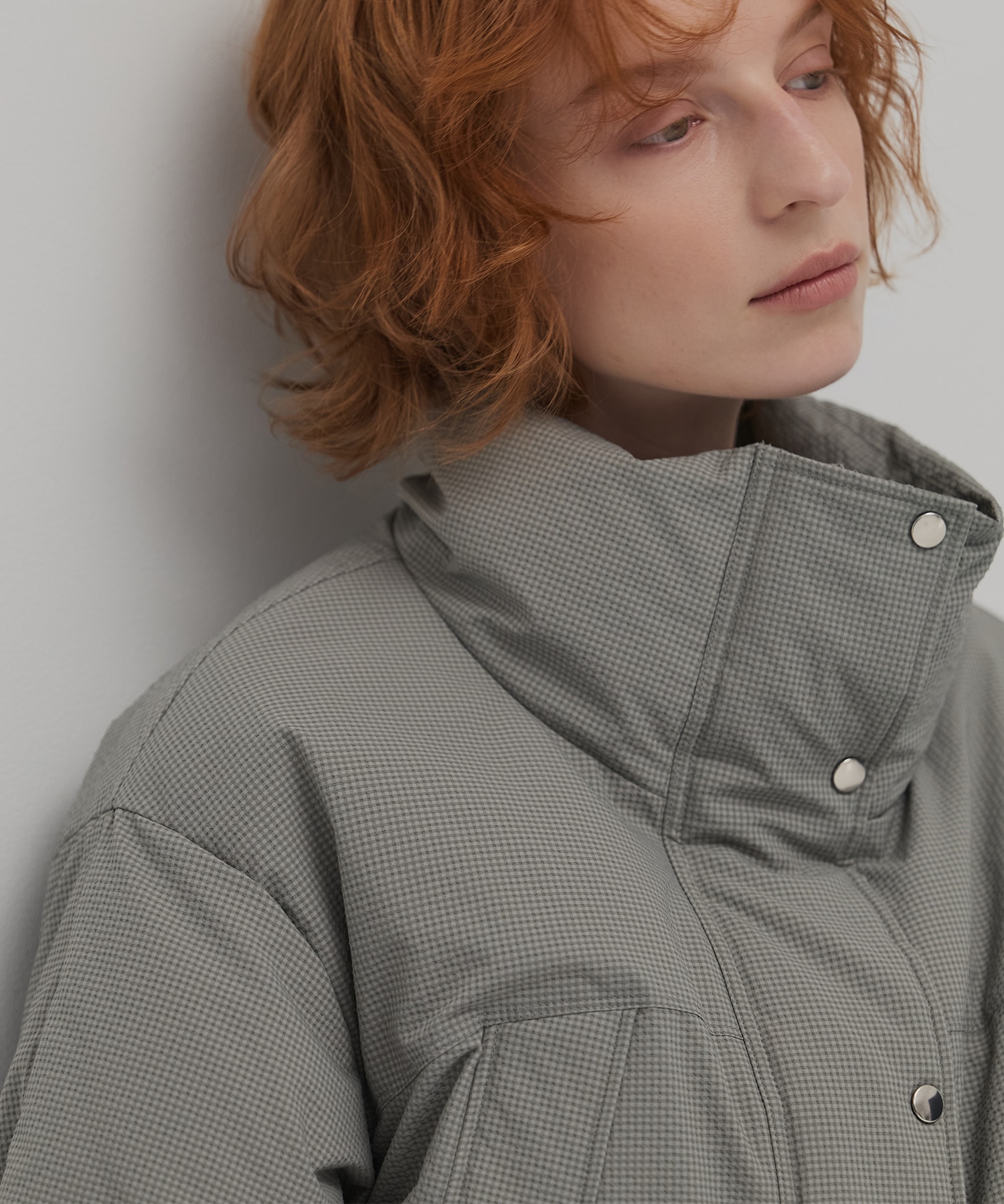 チェックモンスターダウンコート