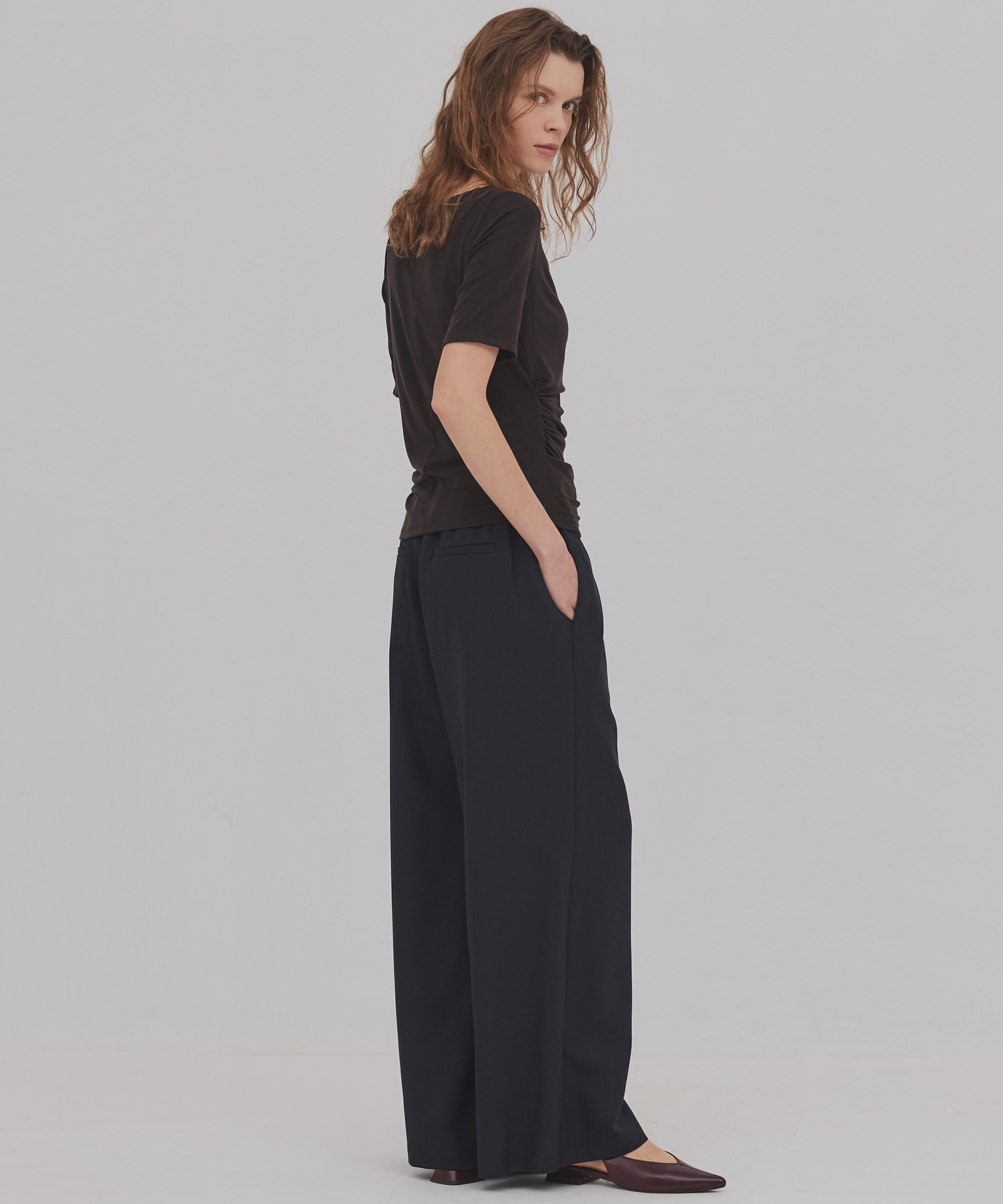 ウールジョーゼットパンツ