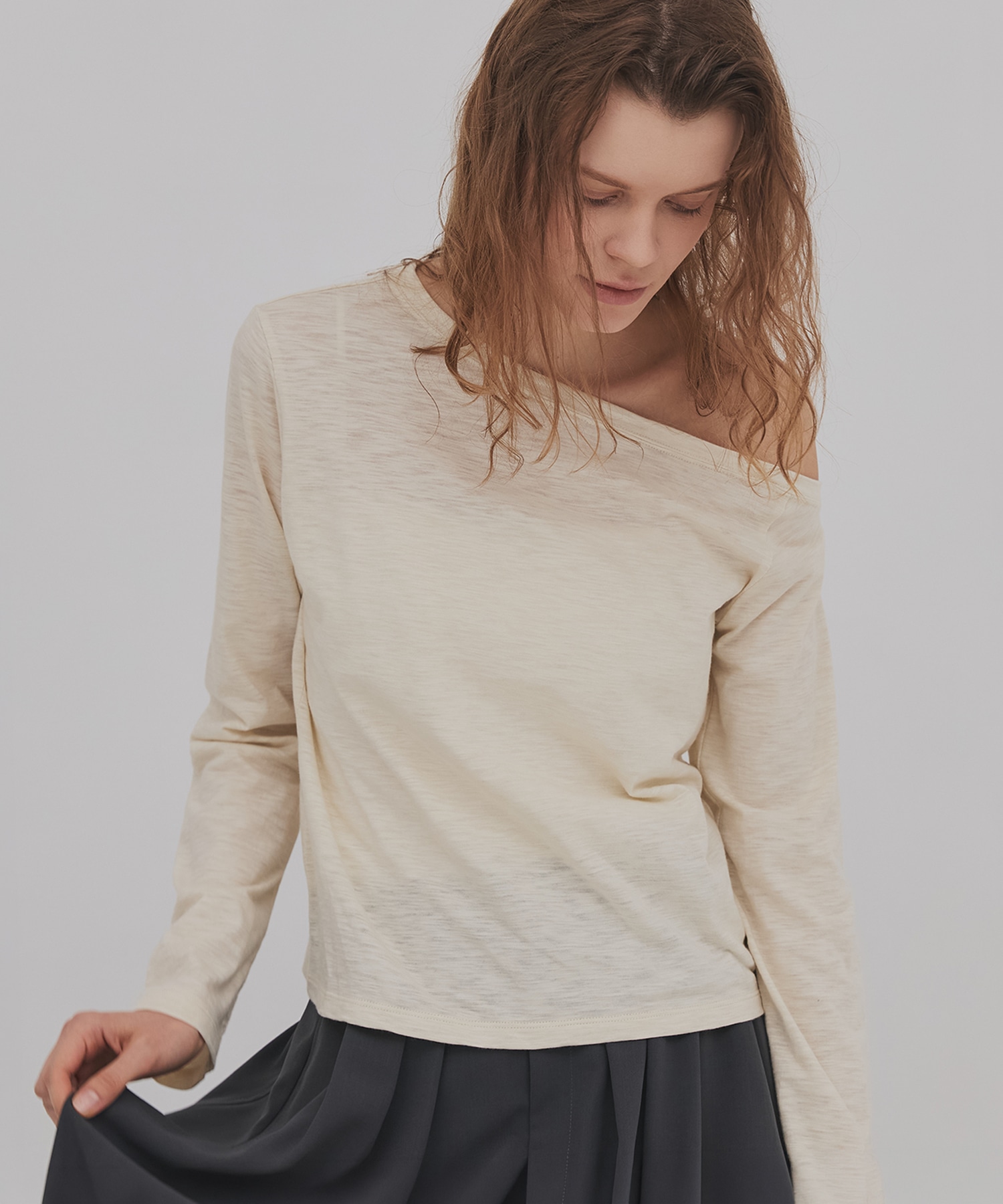 メランジワンショルダーTEE