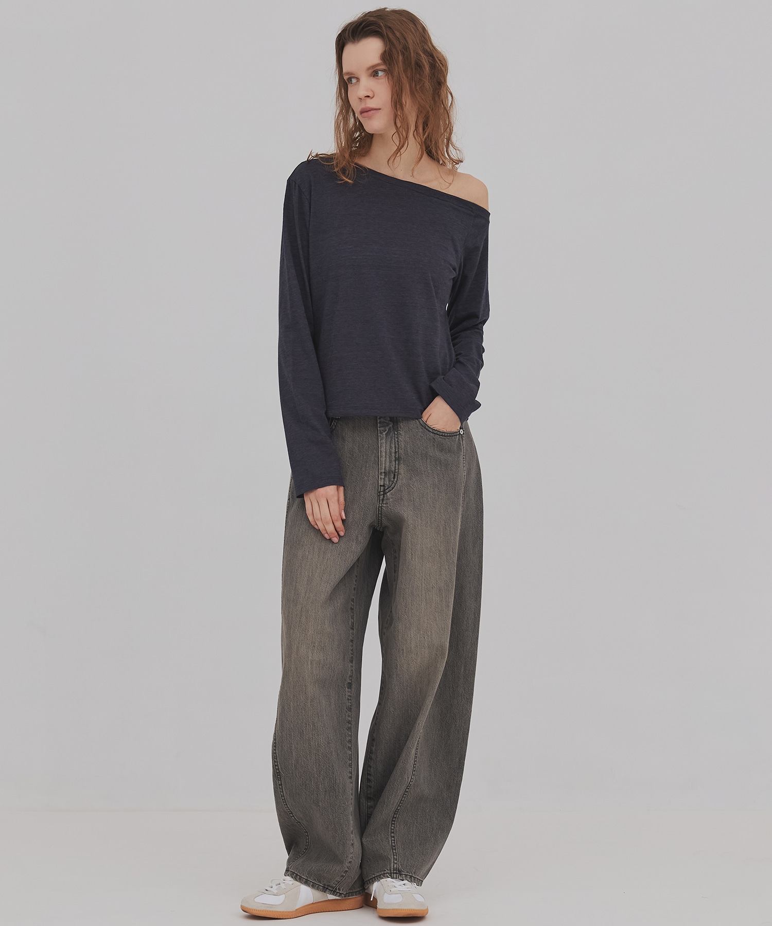 メランジワンショルダーTEE