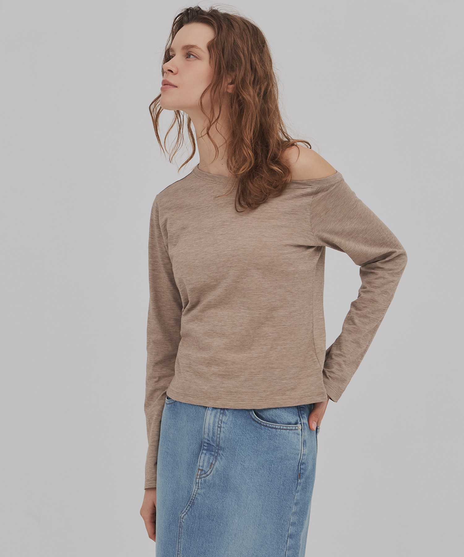 メランジワンショルダーTEE