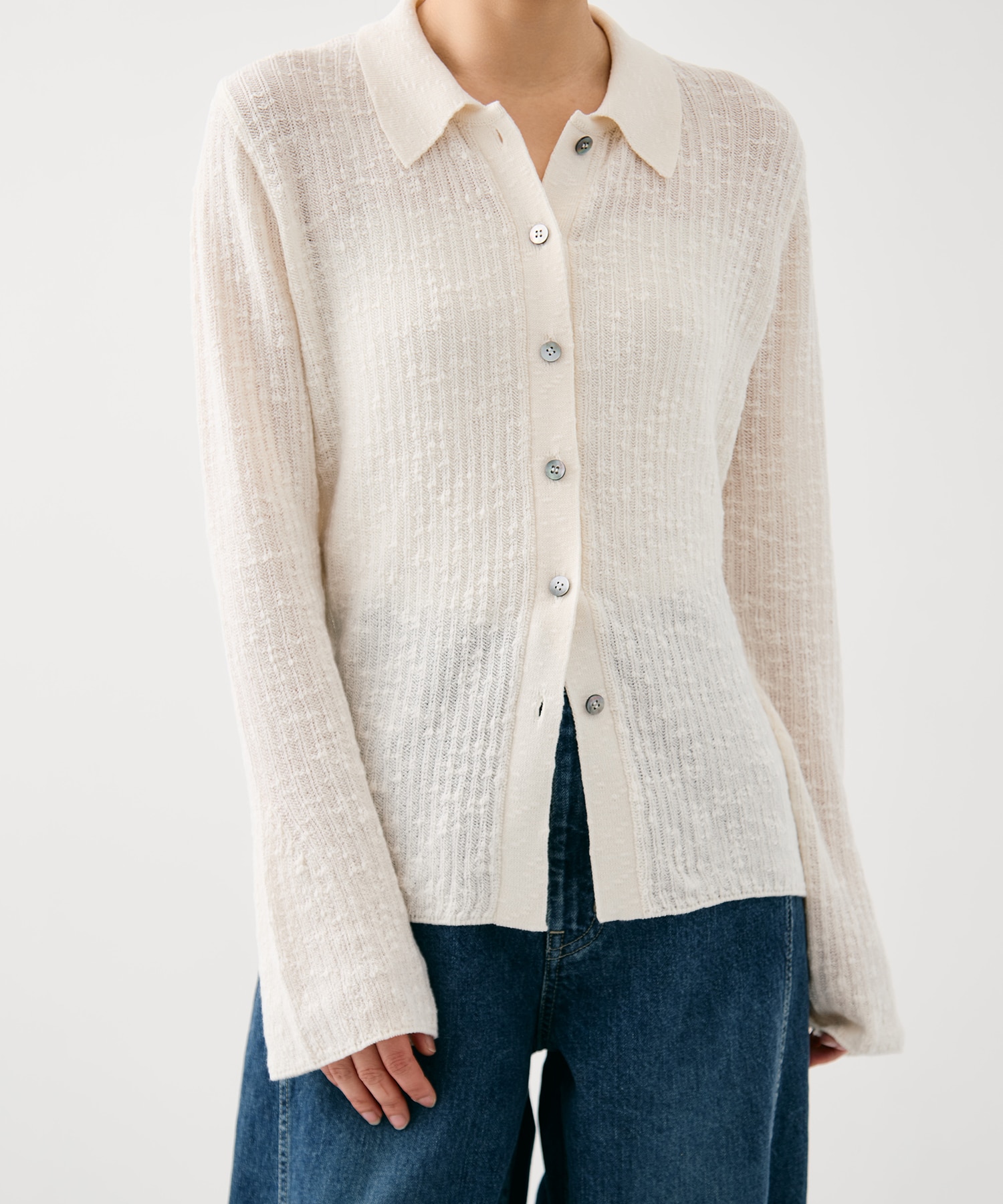 スラブニットカーディガン