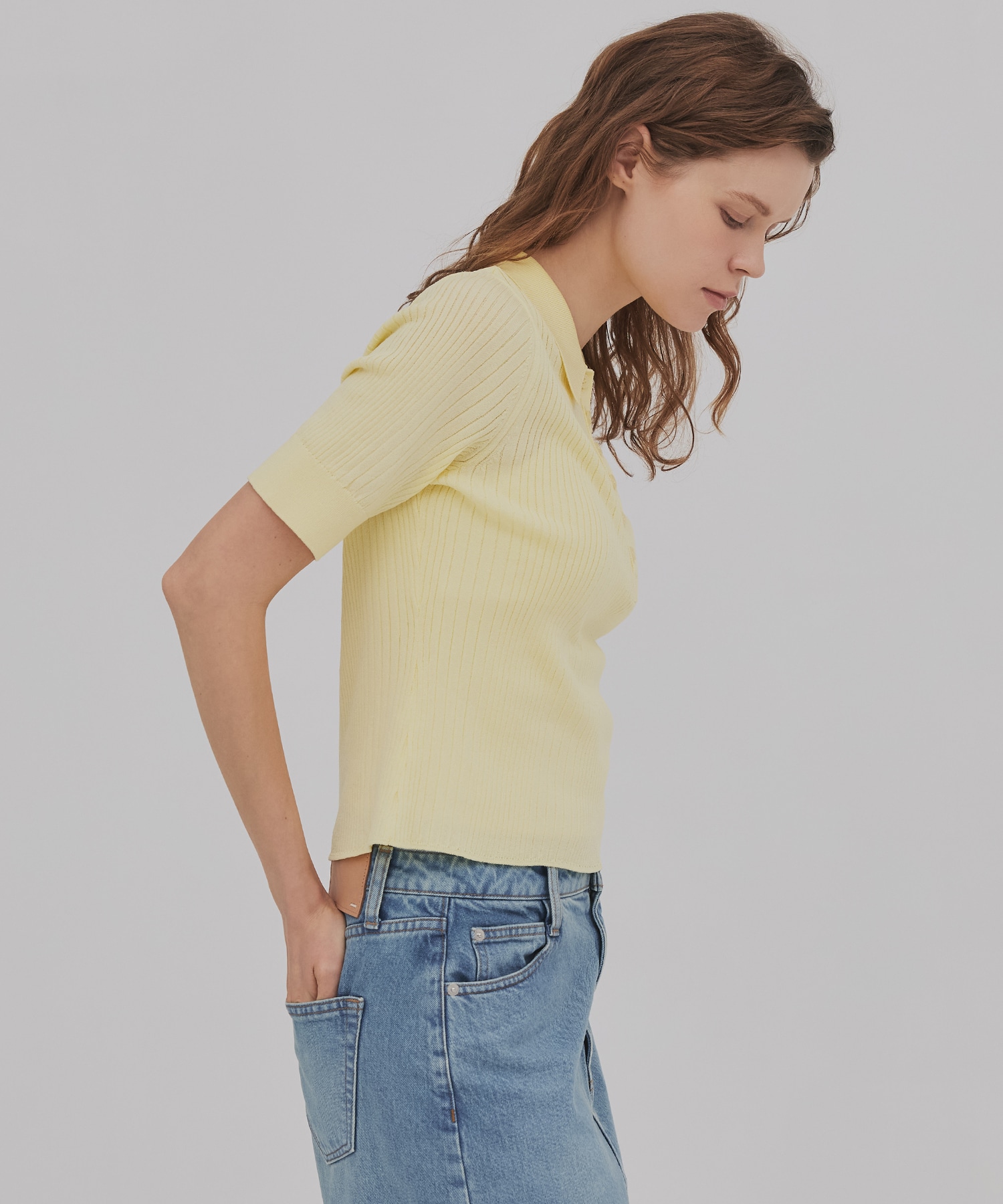 スムースリブニットポロ