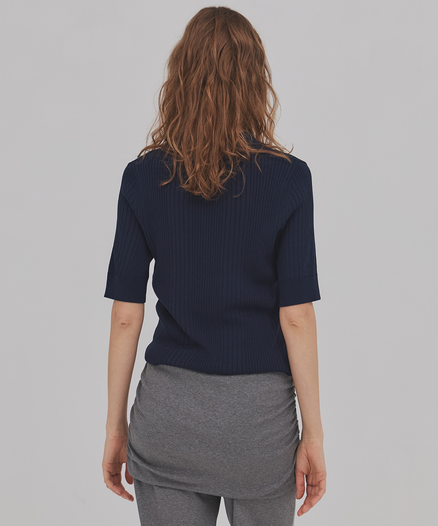 スムースリブニットポロ