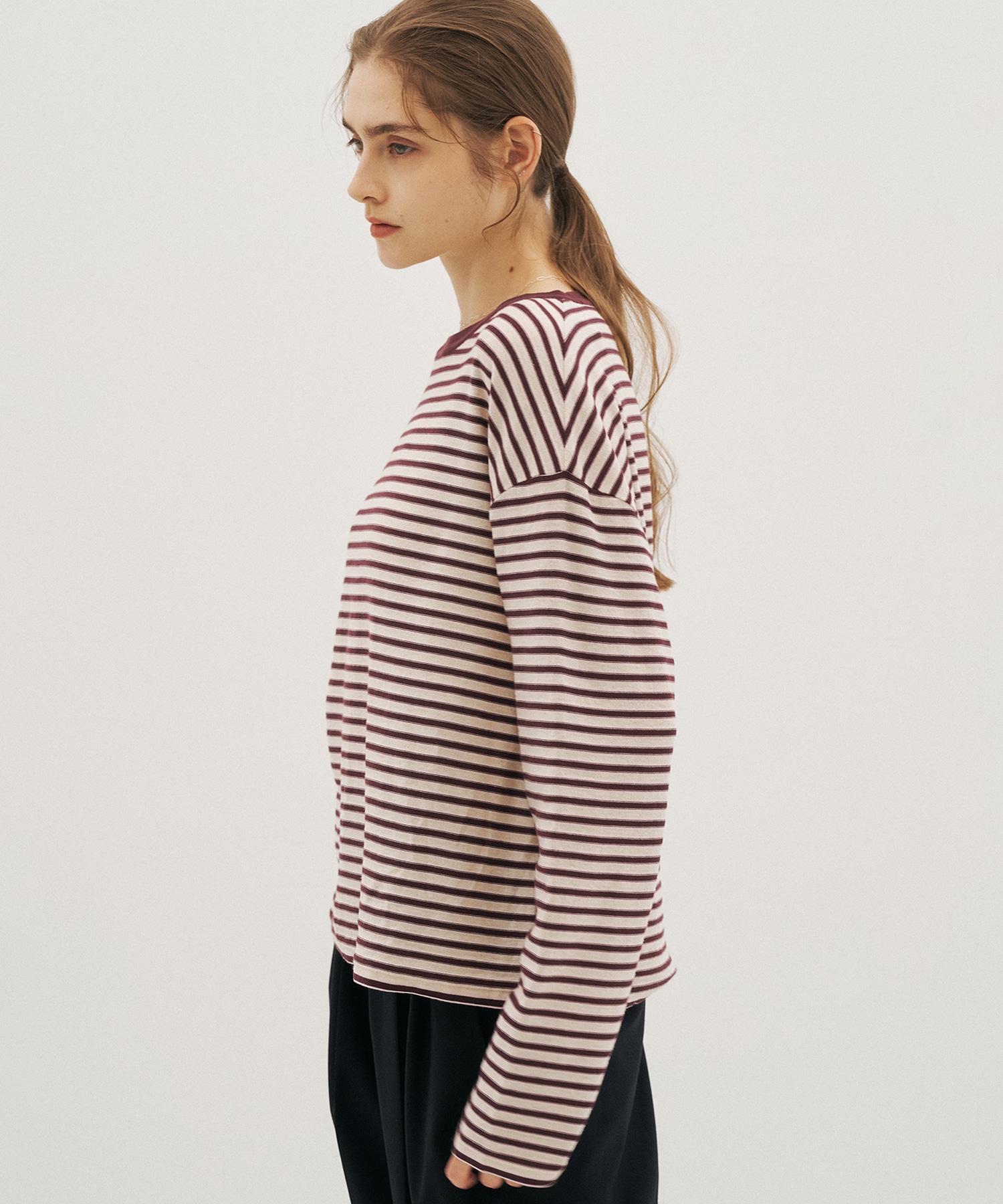 【WEB先行】ボーダークルーネックニットTEE