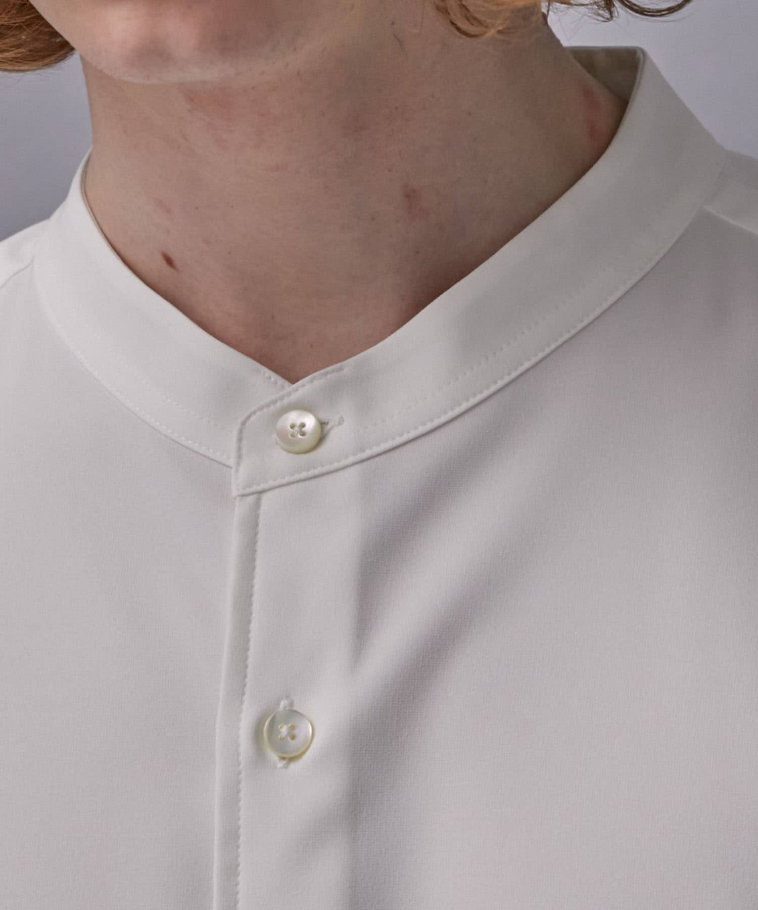 コンフォートリラックスバンドカラーシャツ(1 WHITE): : メンズ 