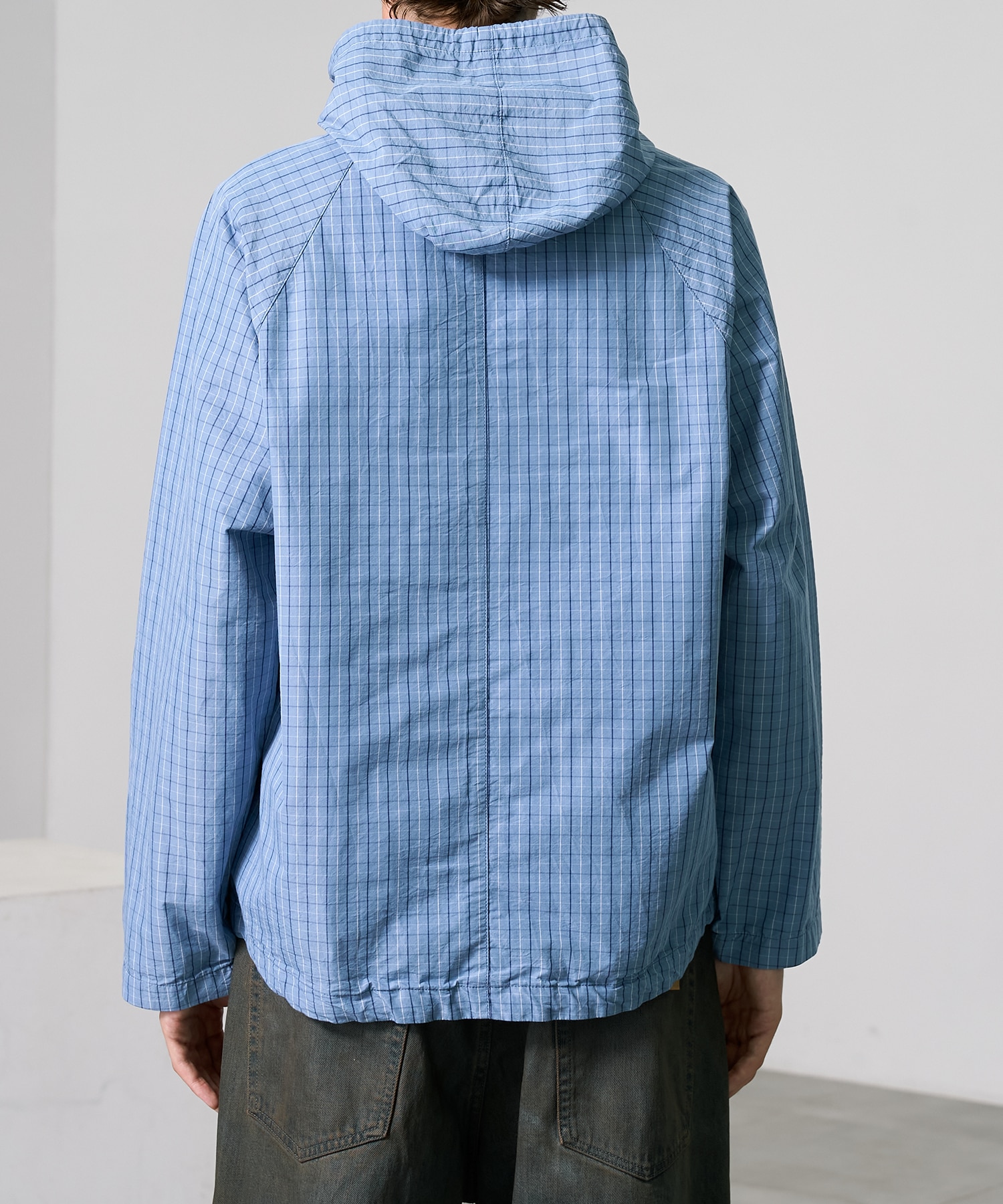 ライトチェックシャツパーカー