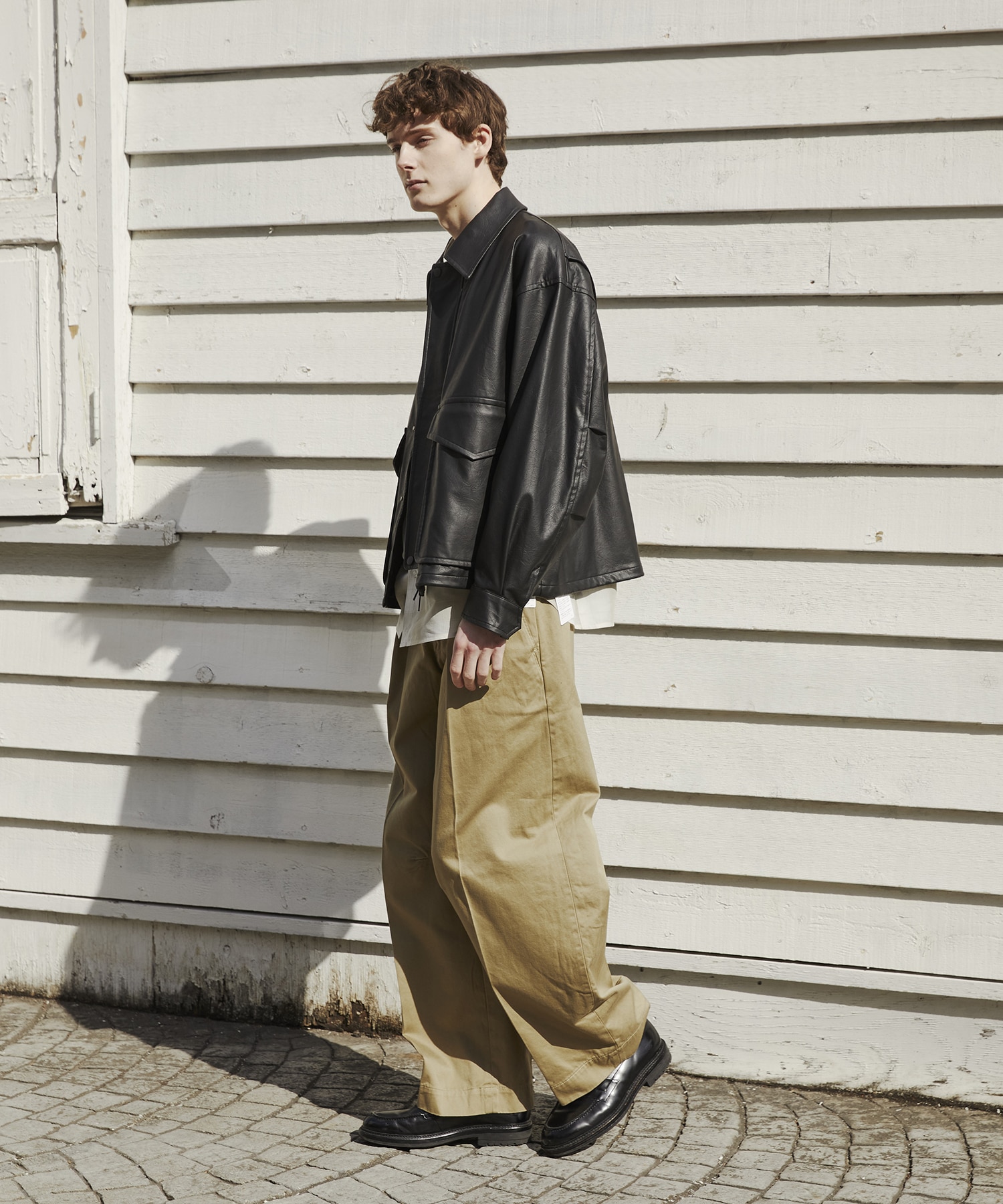 ヴィンテージフェイクレザーブルゾン