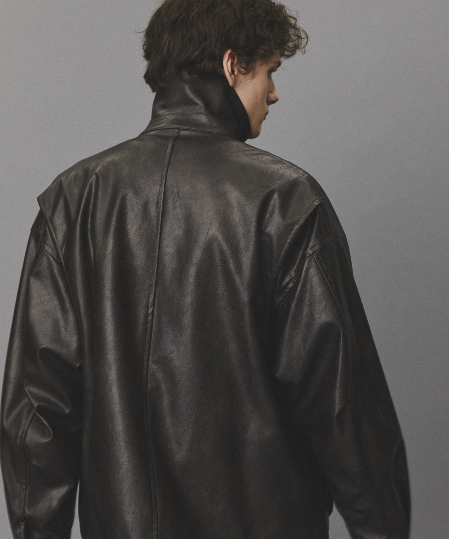 ヴィンテージフェイクレザーブルゾン