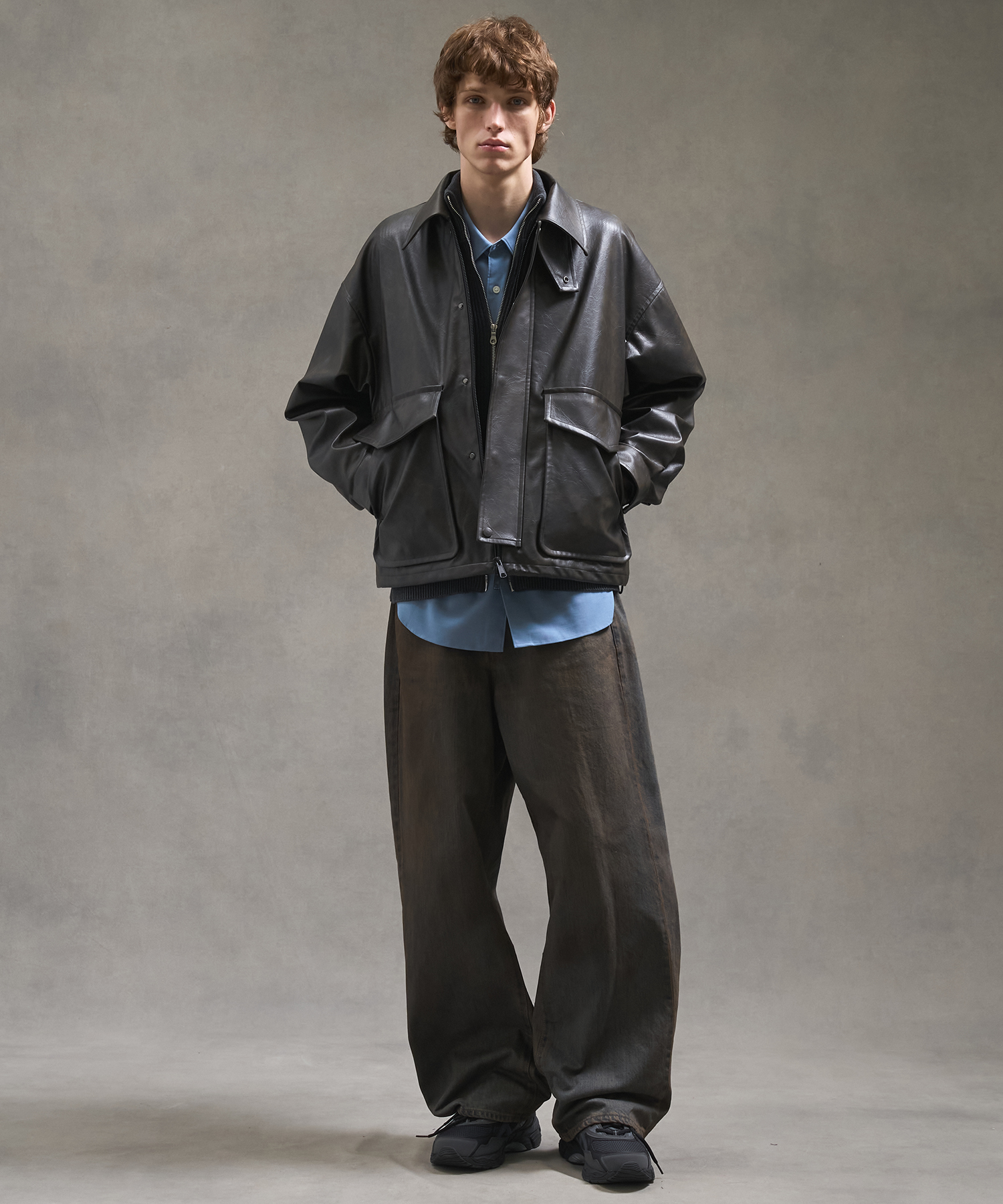 ヴィンテージフェイクレザーブルゾン