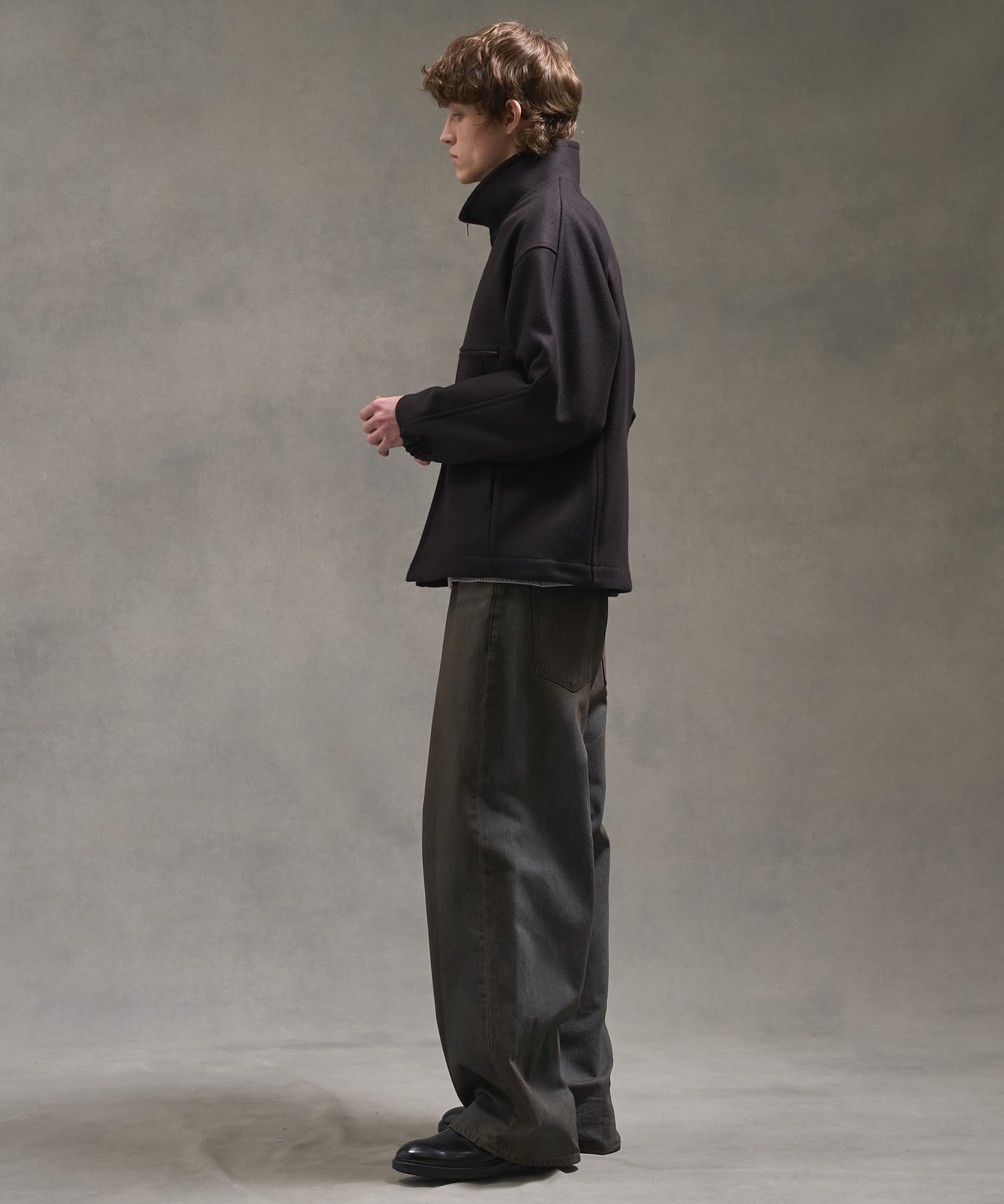 Super140s メルトンスタンドジップブルゾン