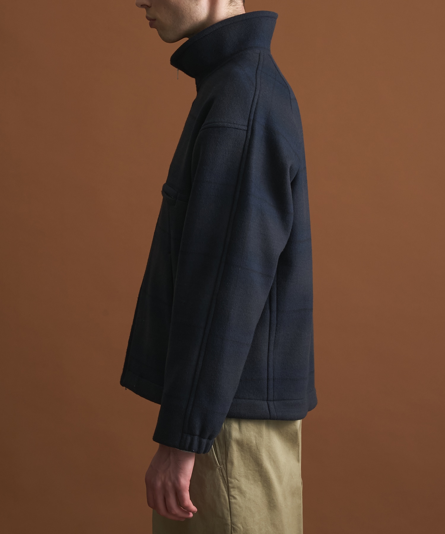 Super140s メルトンスタンドジップブルゾン